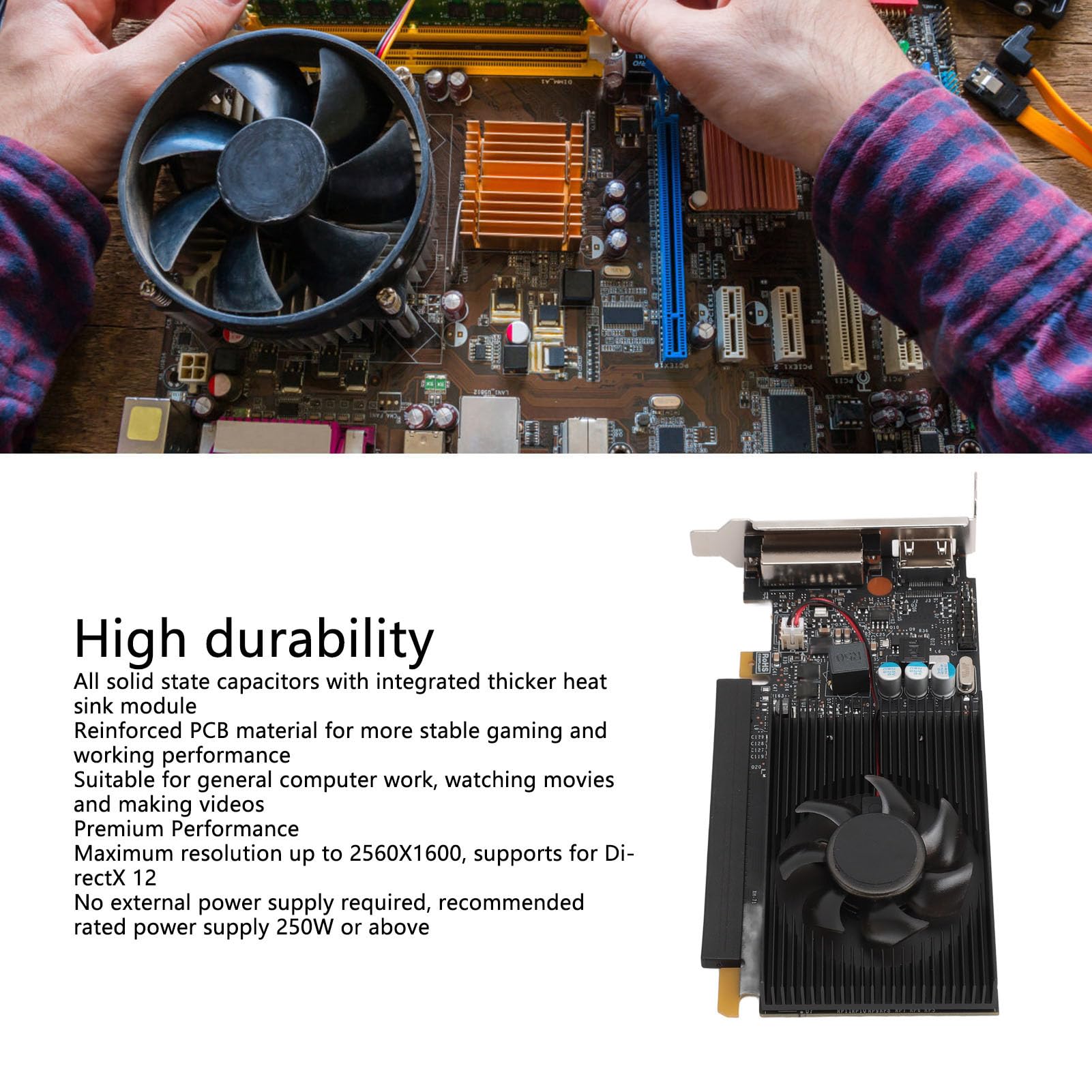 ASHATA GT730 4GB DDR3 64-Bit Gaming Graphics Card - PCI Express 2.0 x16 Video Card with Cooling Fan, DirectX 12 Support for PC Gaming & Multimedia | Perfect for Esports, Video Editing & Home Theater PCs