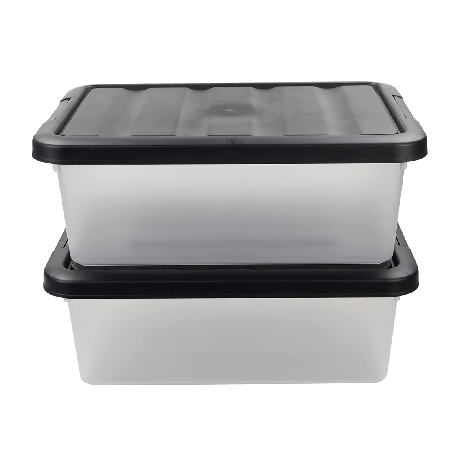 Clear Plastic Storage Box with Black Lid - 14 Liter (2-Pack) | Stackable Organizer for Home, Office & Garage Organization | Perfect for Closet, Pantry & Toy Storage