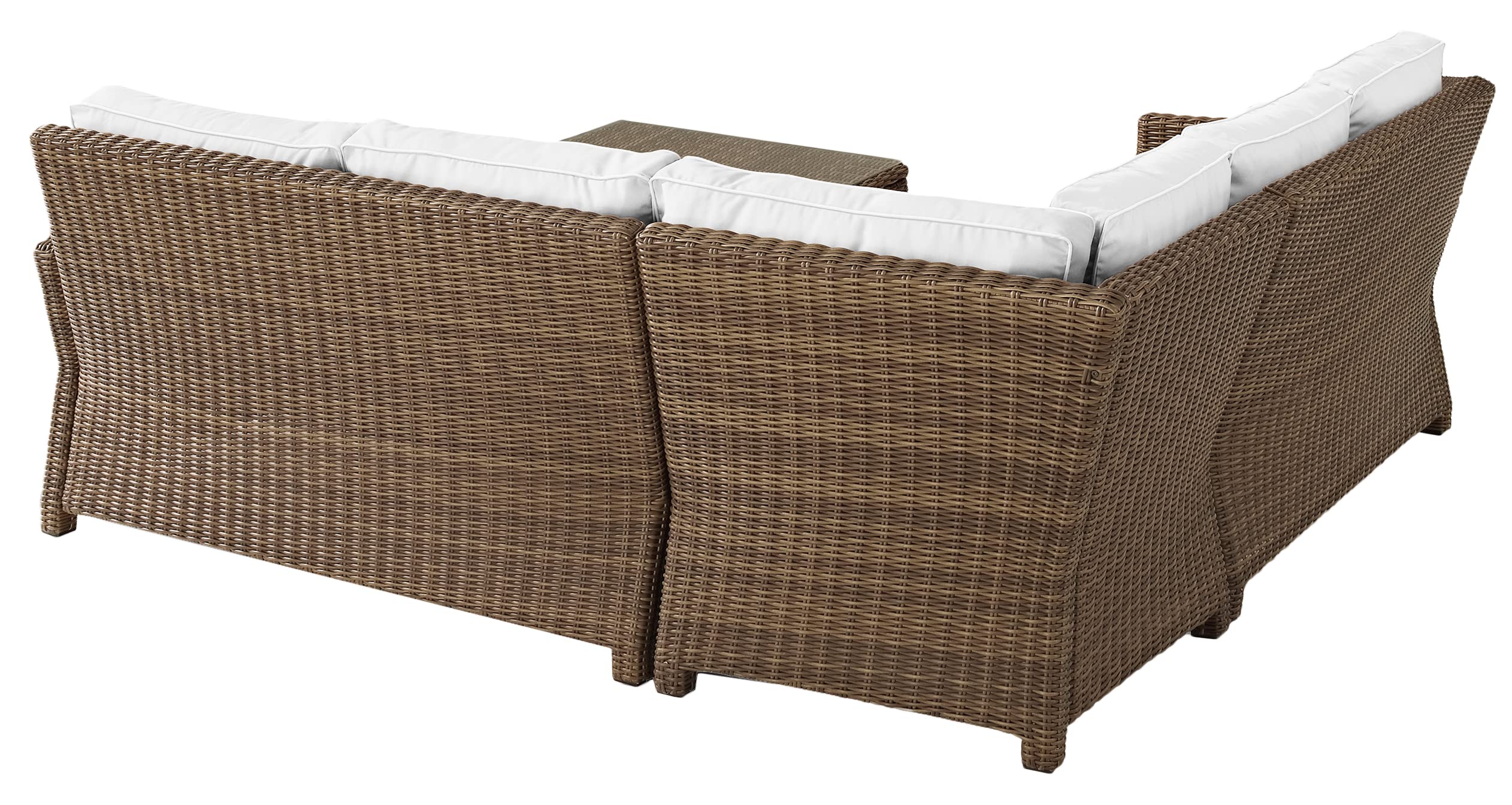 Crosley Bradenton 4-Piece Outdoor Sectional Sofa Set - Wicker Patio Furniture with Sunbrella Cushions in Brown | Perfect for Backyard, Poolside & Garden Relaxation