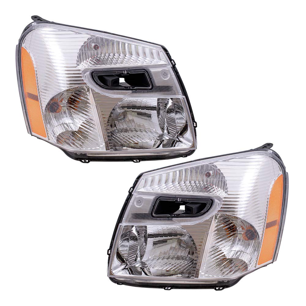 Brock Replacement Headlight Assembly Set - Driver & Passenger Side Compatible with 2005-2009 Chevy Equinox (Part #15888058, 15888059) | Durable LED Headlights for Night Driving & Improved Visibility