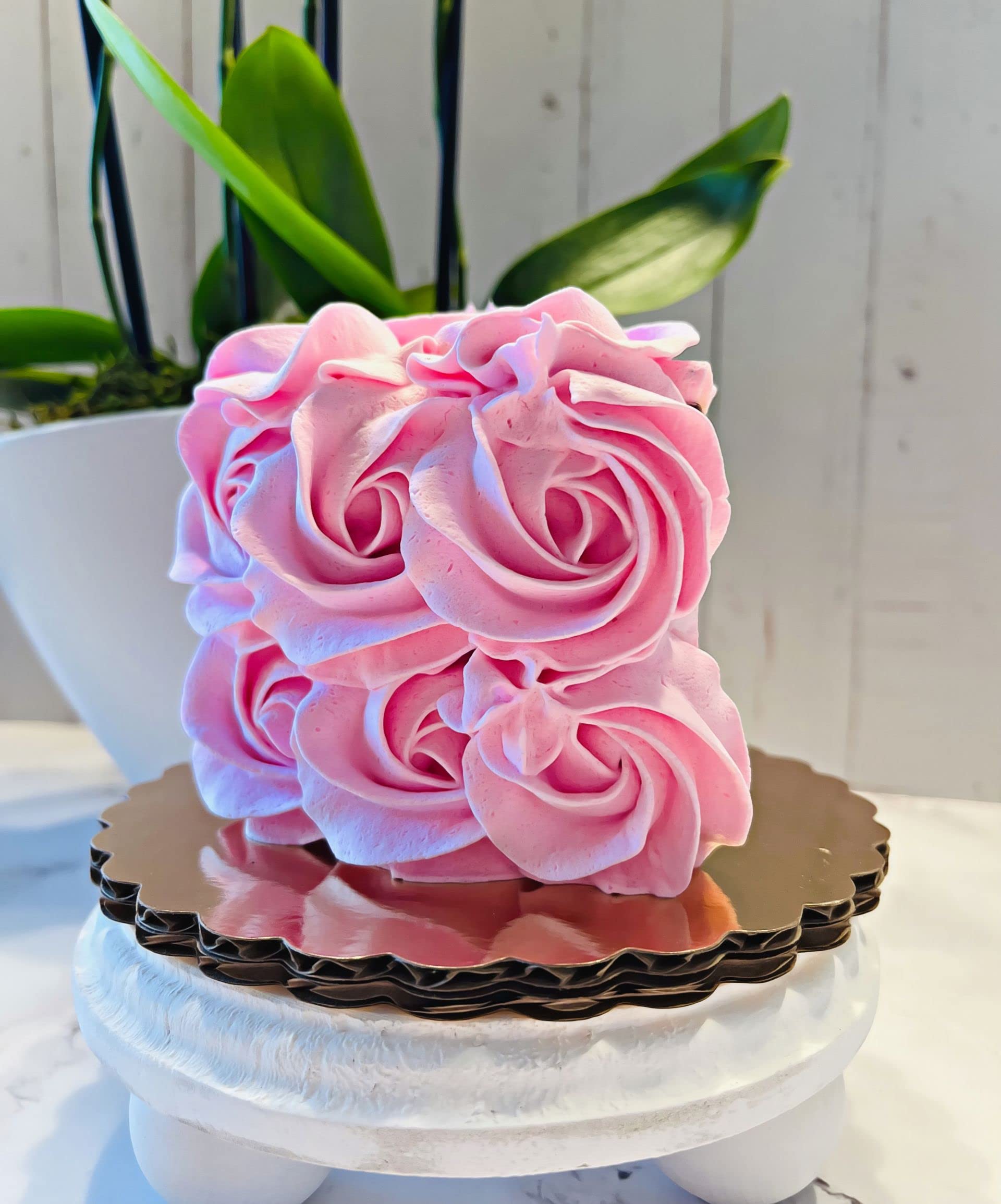 Artificial Cupcakes & Fake Cake for Display - USA Made Faux Cake Decorations - Home & Kitchen Fake Desserts - Fake Cake Slice with Pink Rosette - Perfect for Wedding, Party & Bakery Display