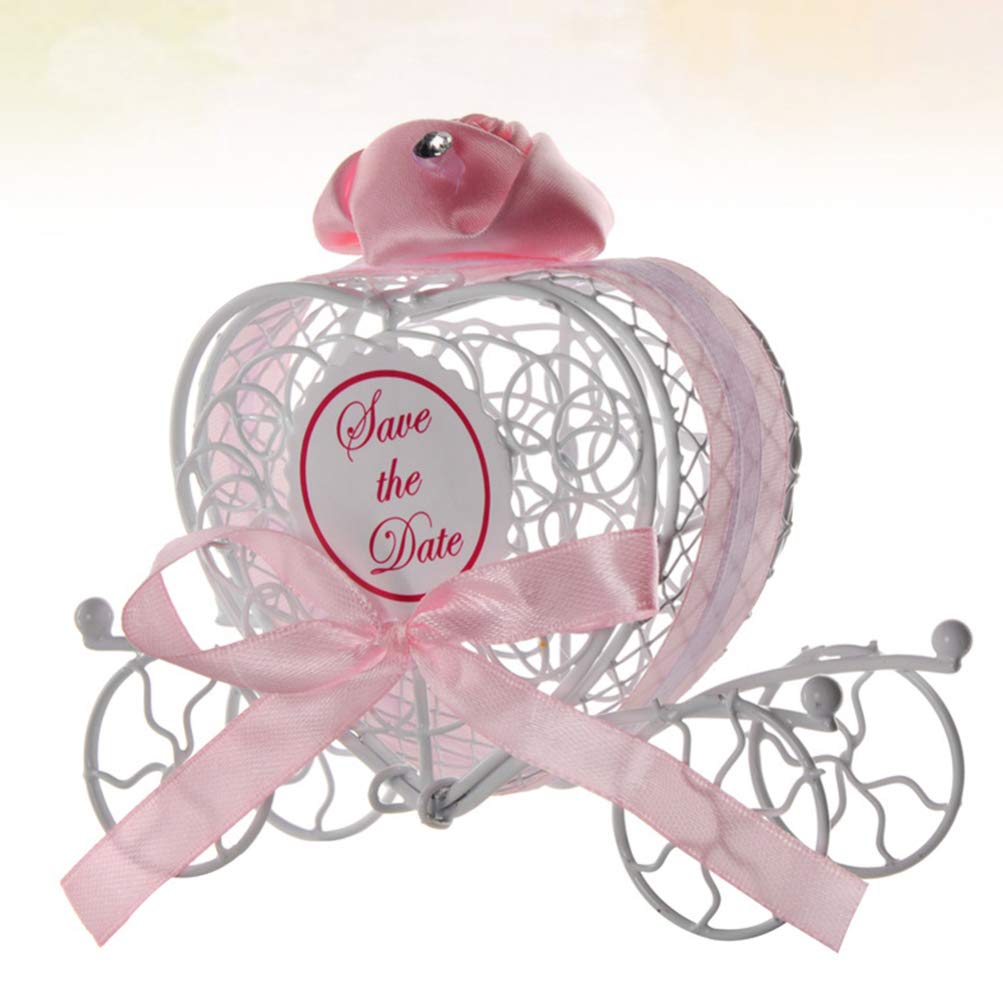 Happyyami 5pcs Heart-Shaped Chocolate Carriage Keepsake Box - Elegant Wedding Favor Candy Container for Guests, Romantic Candy Storage Case with Metal Stand - Perfect for Bridal Shower, Anniversary Gifts & Home Decor