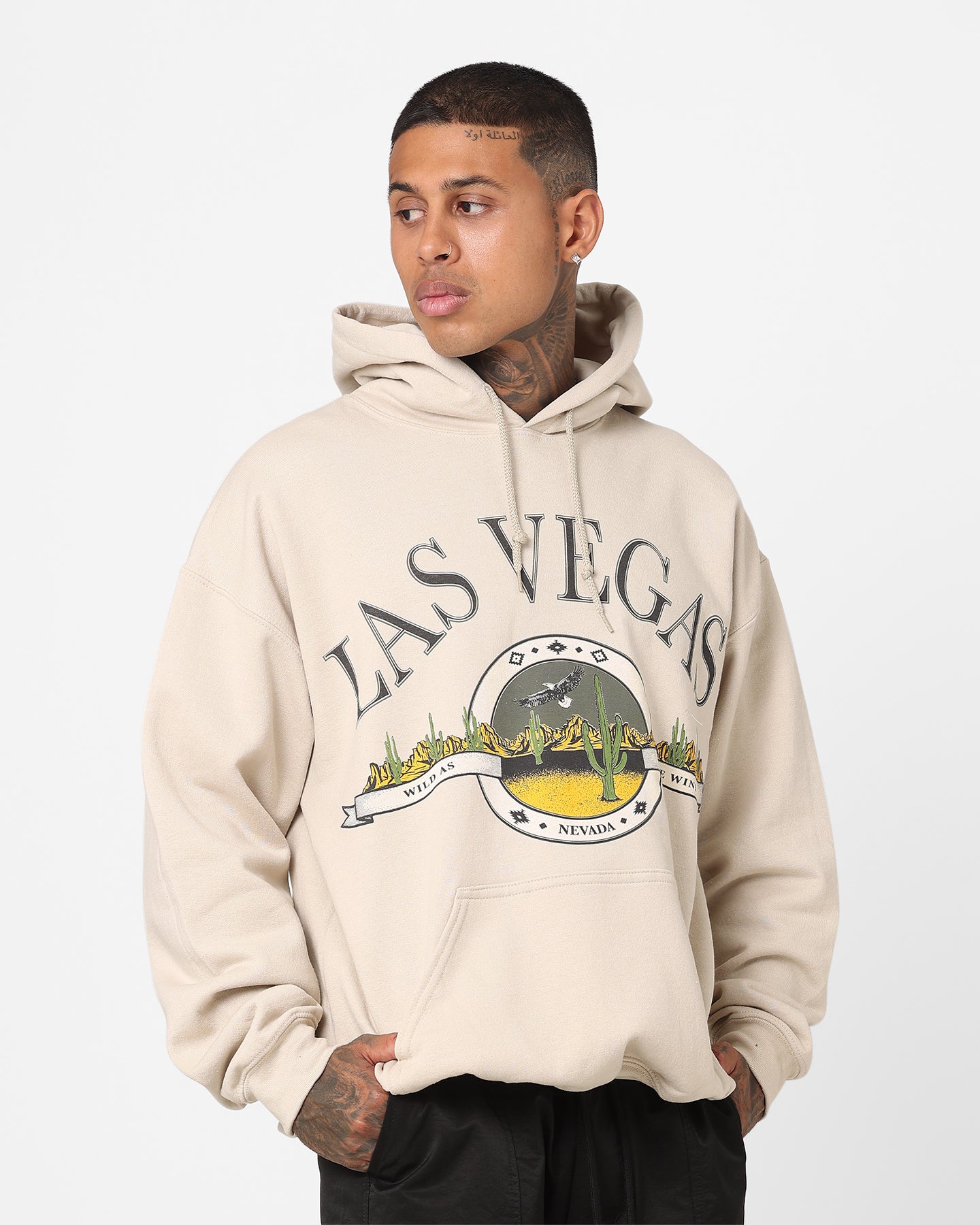 Wild As The Wind Hoodie Sand - Vintage American Thrift Style Pullover for Men & Women | Perfect for Outdoor Adventures, Casual Wear & Street Fashion