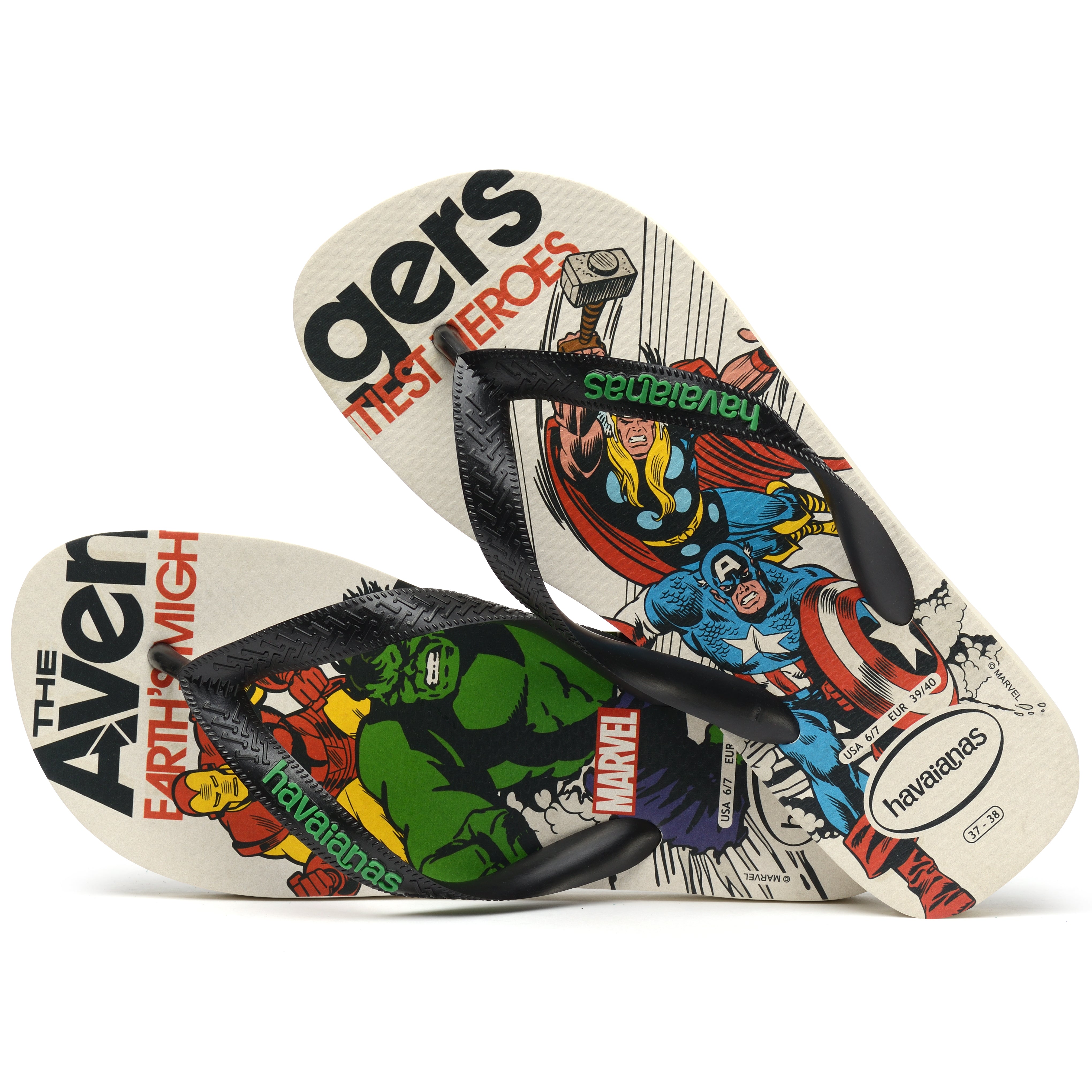 HAVAIANAS Kids Top Marvel Avengers Flip Flops - Comfortable & Durable Sandals for Boys & Girls - Perfect for Beach, Pool, and Summer Playtime