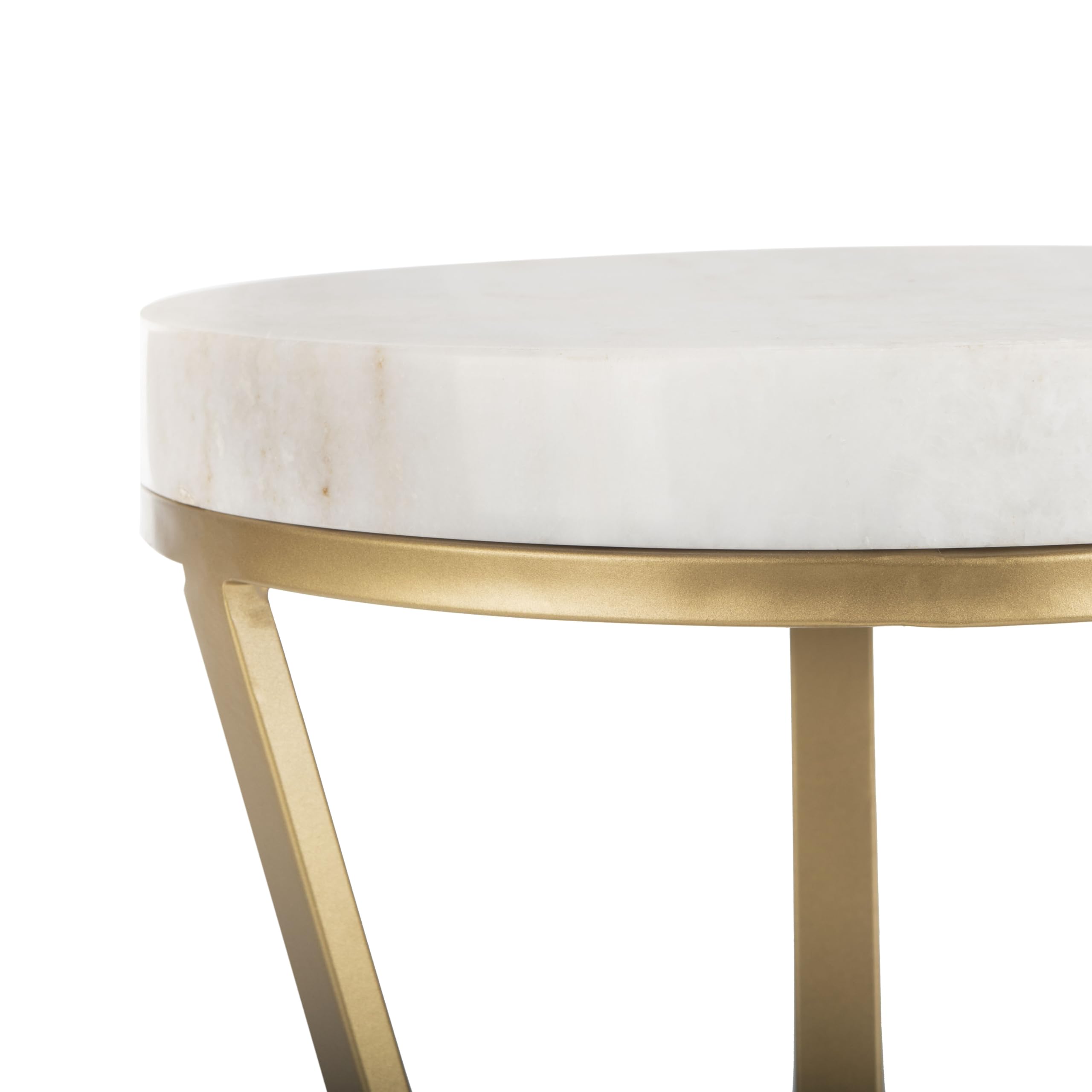 Safavieh Home Collection Theia White and Gold Accent Table - Elegant Side Table for Living Room, Bedroom & Office Decor