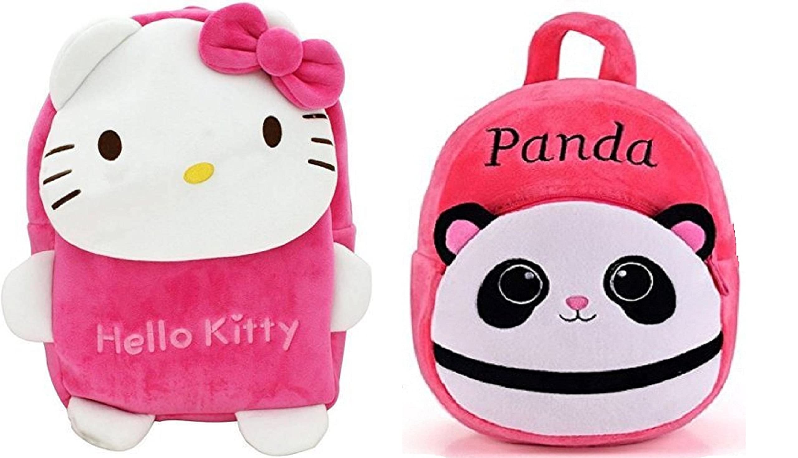 **Soft Plush Kids Backpack - Cute Cartoon School Bag for Girls & Boys, Hello Kitty & Pink Panda Design, Lightweight Mini Travel Bag for Toddlers & Babies - Perfect for School, Daycare, and Family Trips**