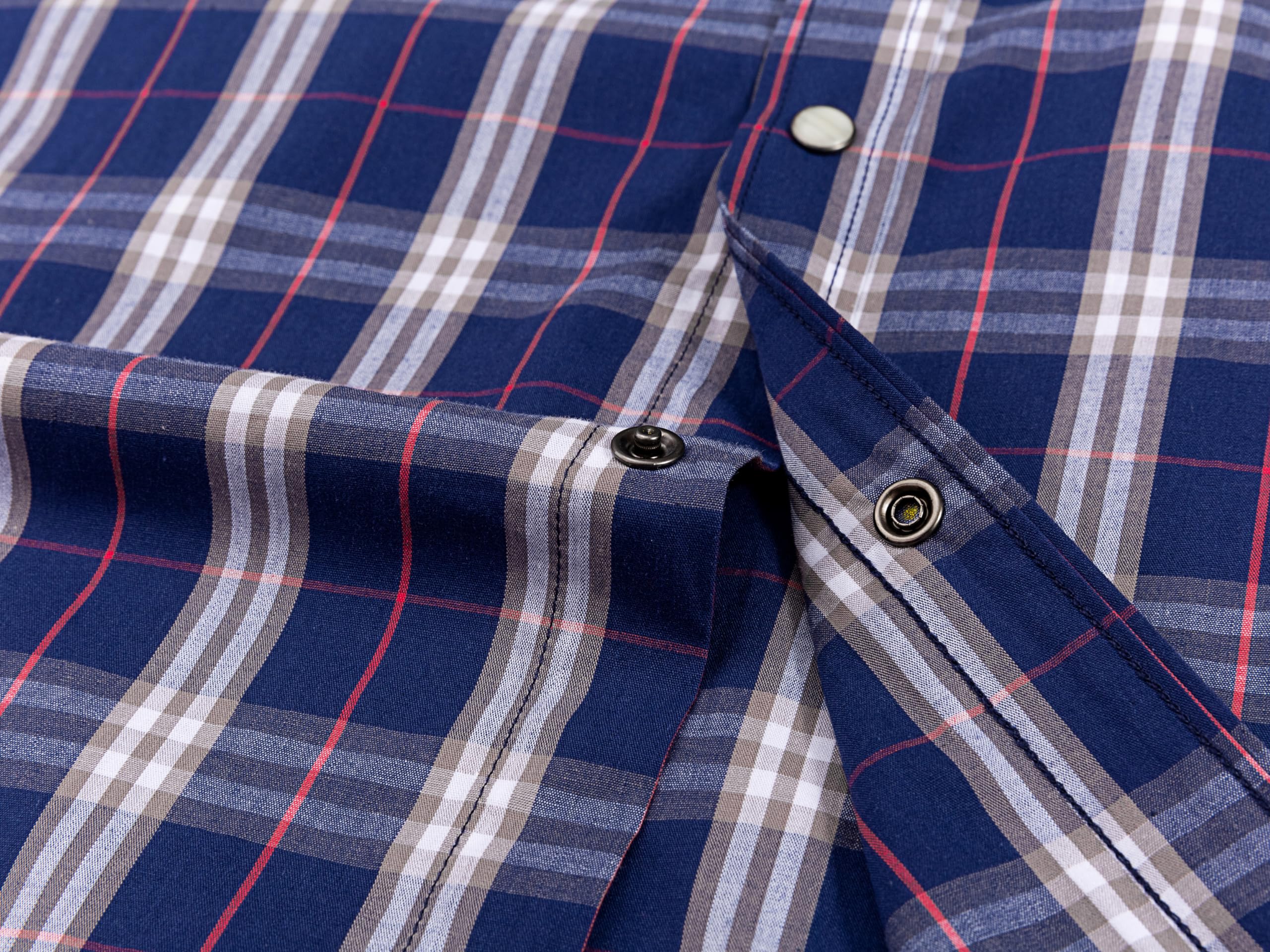 Men's Western Snap Button Plaid Long Sleeve Shirt - Regular Fit Casual Shirt for Cowboy Style, Ranch Work & Outdoor Adventures