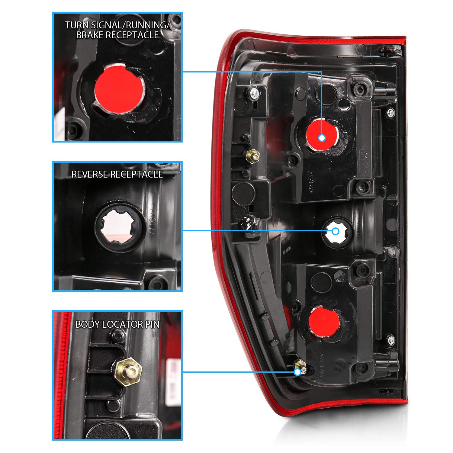 AmeriLite Red/Clear Brake Rear Direct OE Replacement Tail Lights for 2009-2014 Ford F150 F-150 - Passenger & Driver Side - Upgrade Your Truck's Style & Safety for Night Driving & Towing