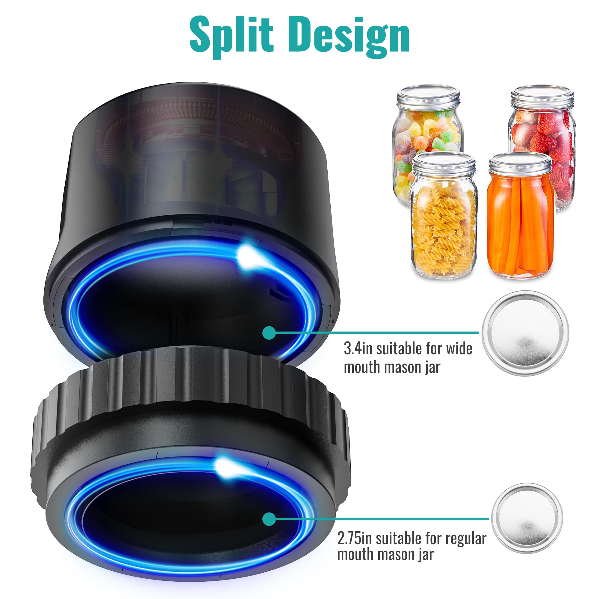 2025 Upgraded M13 Auto Electric Mason Jar Vacuum Sealer - Smart Wide & Regular Mouth Canning Jar Lid Sealer - Portable Food Preservation System for Home, Kitchen & Camping - Perfect for Meal Prep, Sous Vide & Long-Term Food Storage