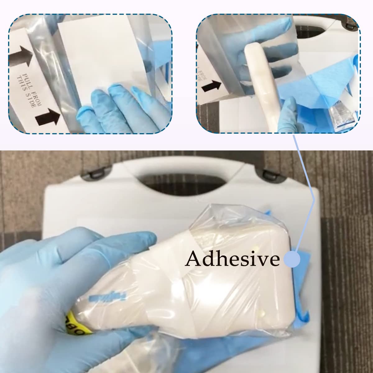 Sterile Latex-Free Disposable Ultrasound Probe Covers with Adhesive - 50 Pack (6