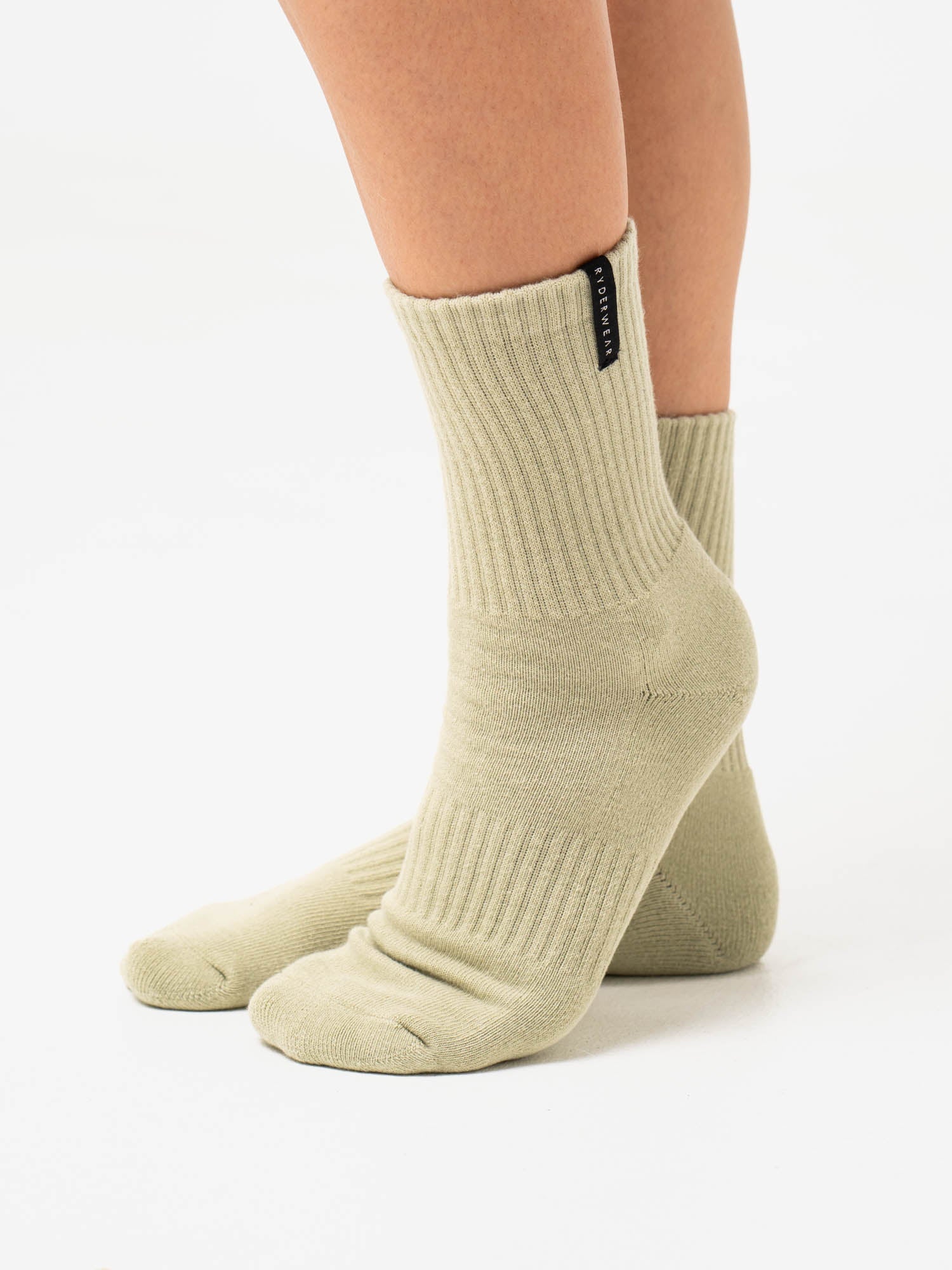 Premium Matcha Stonewash Crew Socks - Soft Cotton Athletic Socks for Men & Women - Comfortable Casual & Workout Socks for Running, Hiking, and Everyday Wear