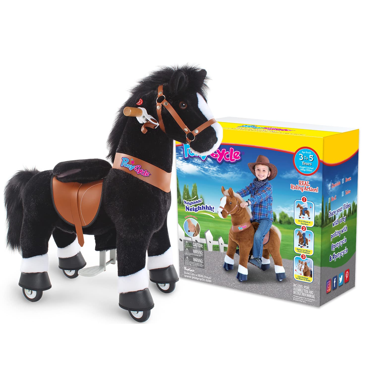 Ponycycle Classic Model U Ride-On Toy Horse for Kids Ages 3-5 | 30