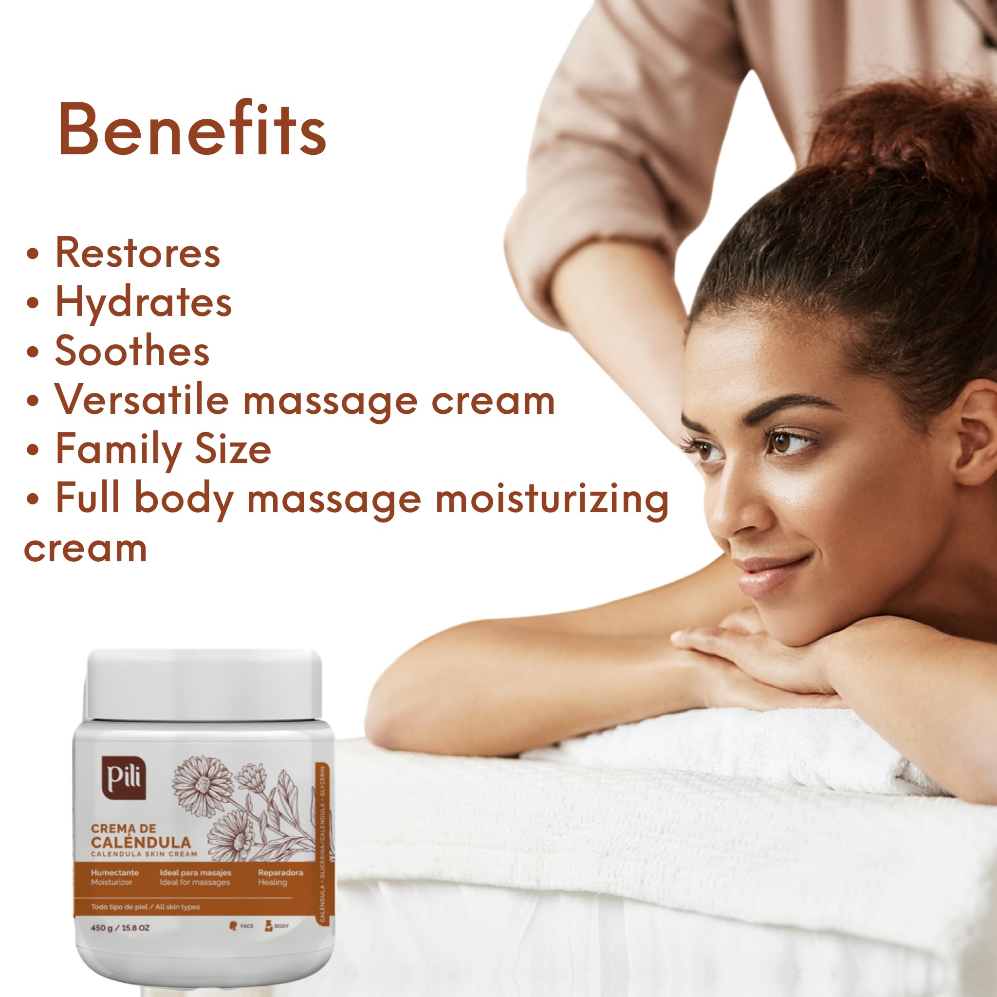 **Pili Natural Calendula Cream – Hydrating Moisturizer for Dry, Rough, or Chapped Skin – Soothing Face, Hand & Body Cream with Beeswax & Glycerin – 15.8 oz – Perfect for Daily Skincare & Post-Sun Care**