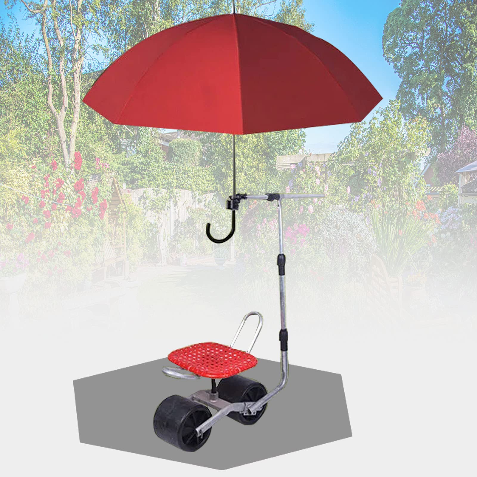 **Lightweight Rolling Garden Stool with 360° Swivel & Height Adjustment – Heavy Duty 190kg Capacity, Umbrella Stand – Perfect for Weeding, Planting, Cleaning & Outdoor Repairs (Ideal for Seniors & Gardeners)**