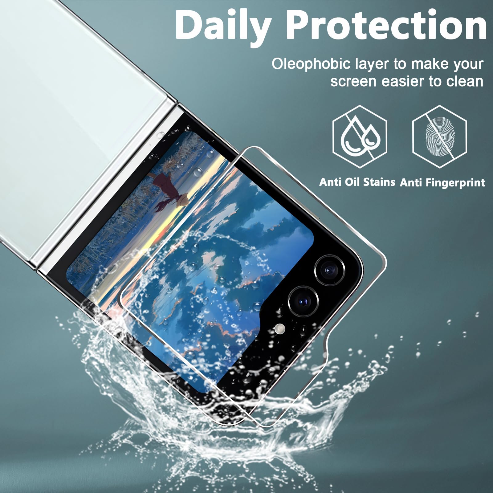 [3+4 Pack] Samsung Galaxy Z Flip 5 Screen Protector - 3 Pack Tempered Glass Back Cover + 4 Pack Camera Lens Protector | Anti-Scratch, Bubble-Free, HD Clear Protection | Perfect for Everyday Use, Travel & Outdoor Activities