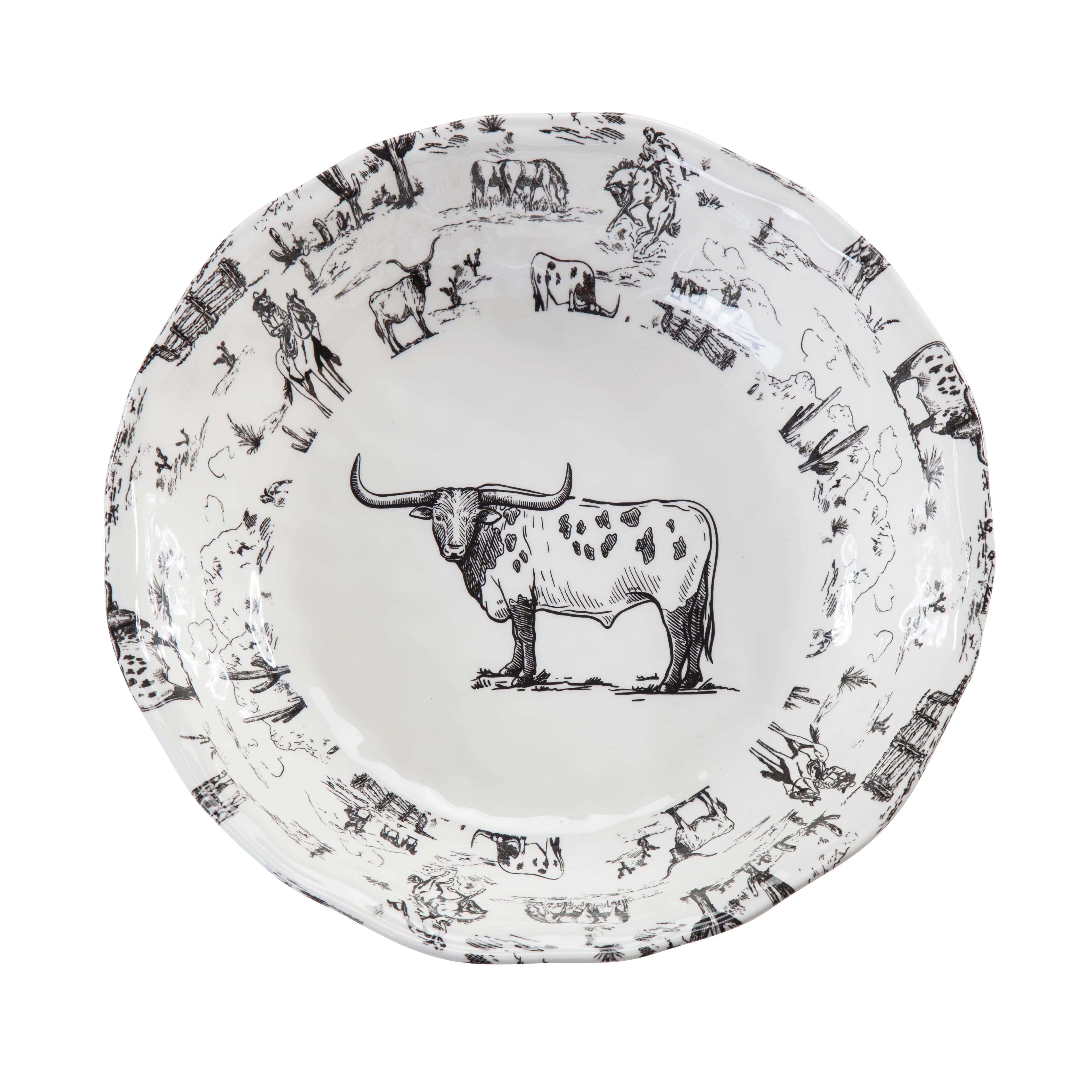 Ranch Life 14-Piece Melamine Dinnerware Set - Durable & Stylish Plates, Bowls & Mugs for Outdoor Dining, Camping & Picnics