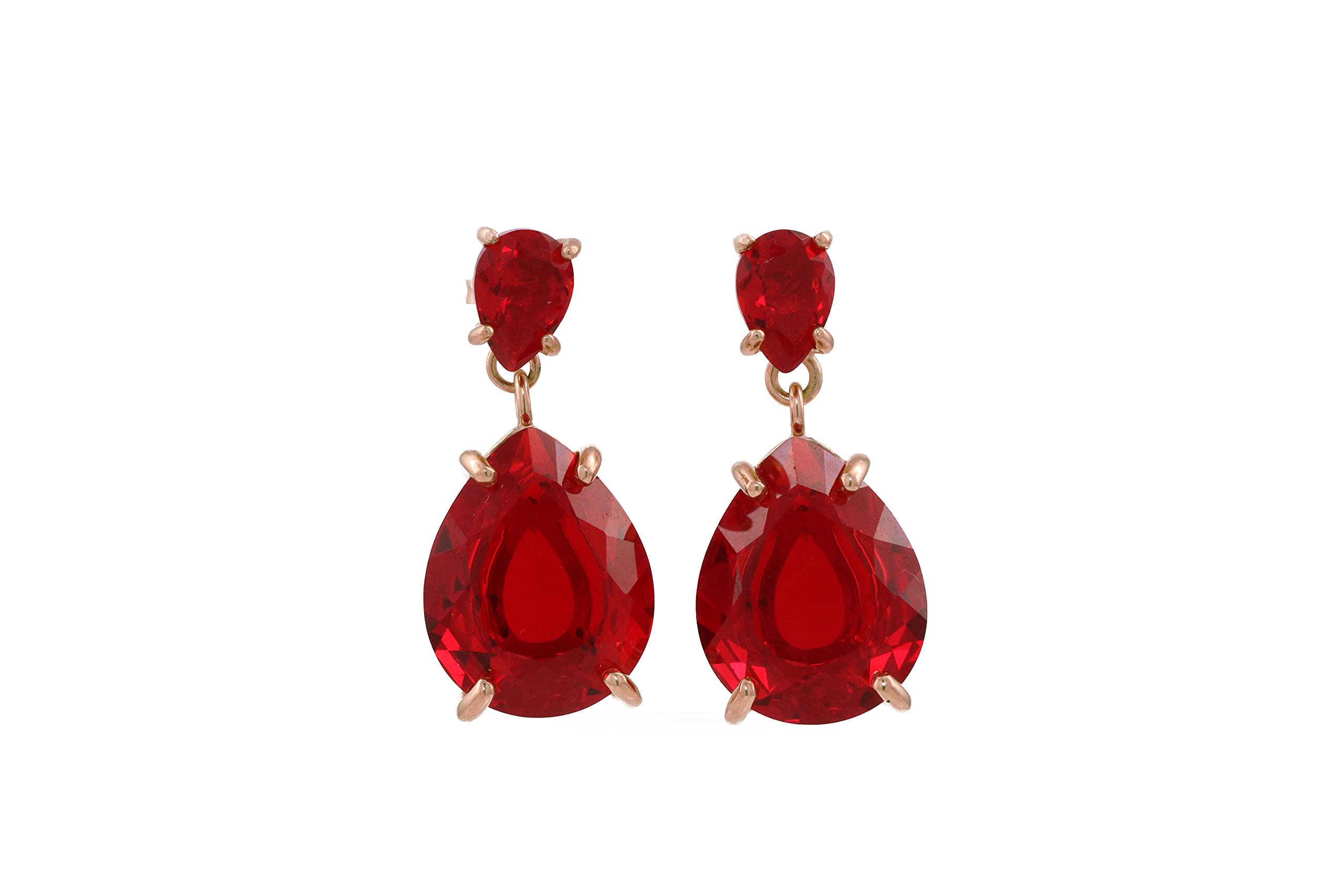 Handmade Anemone Teardrop Ruby Dangle Earrings for Women - Vibrant Statement Birthstone Jewelry - Customizable Anniversary & Birthday Gifts - Perfect for Weddings, Parties and Special Occasions