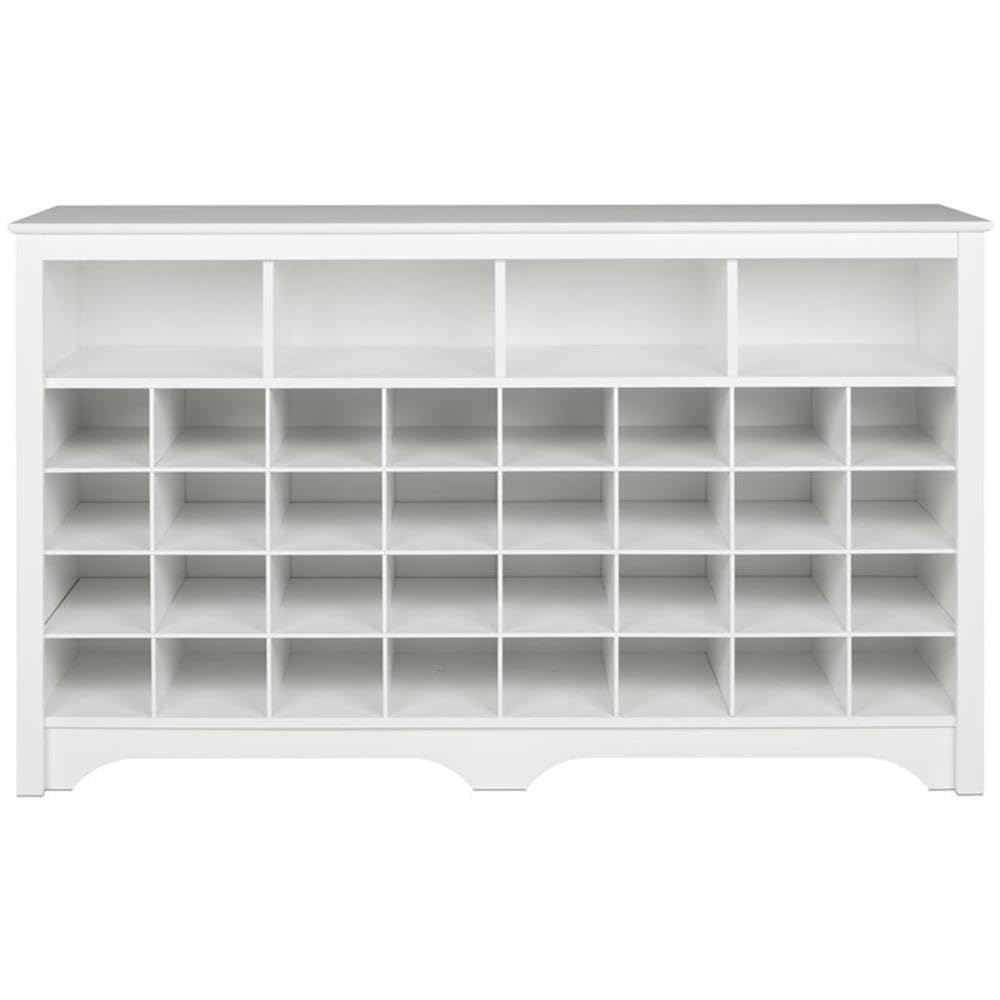 Prepac White Shoe Storage Cabinet - 32 Shoe Cubbies & 4 Large Storage Compartments (15.5