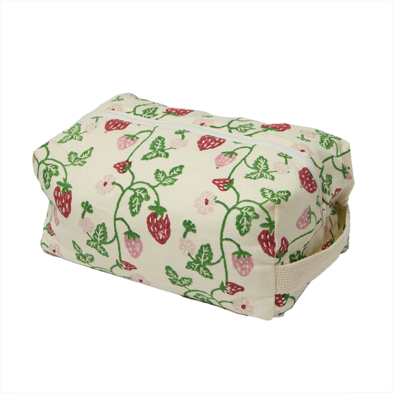 Portable Travel Wash Bag with Strawberry Grass Print - Perfect for Camping, Hiking, and Outdoor Adventures
