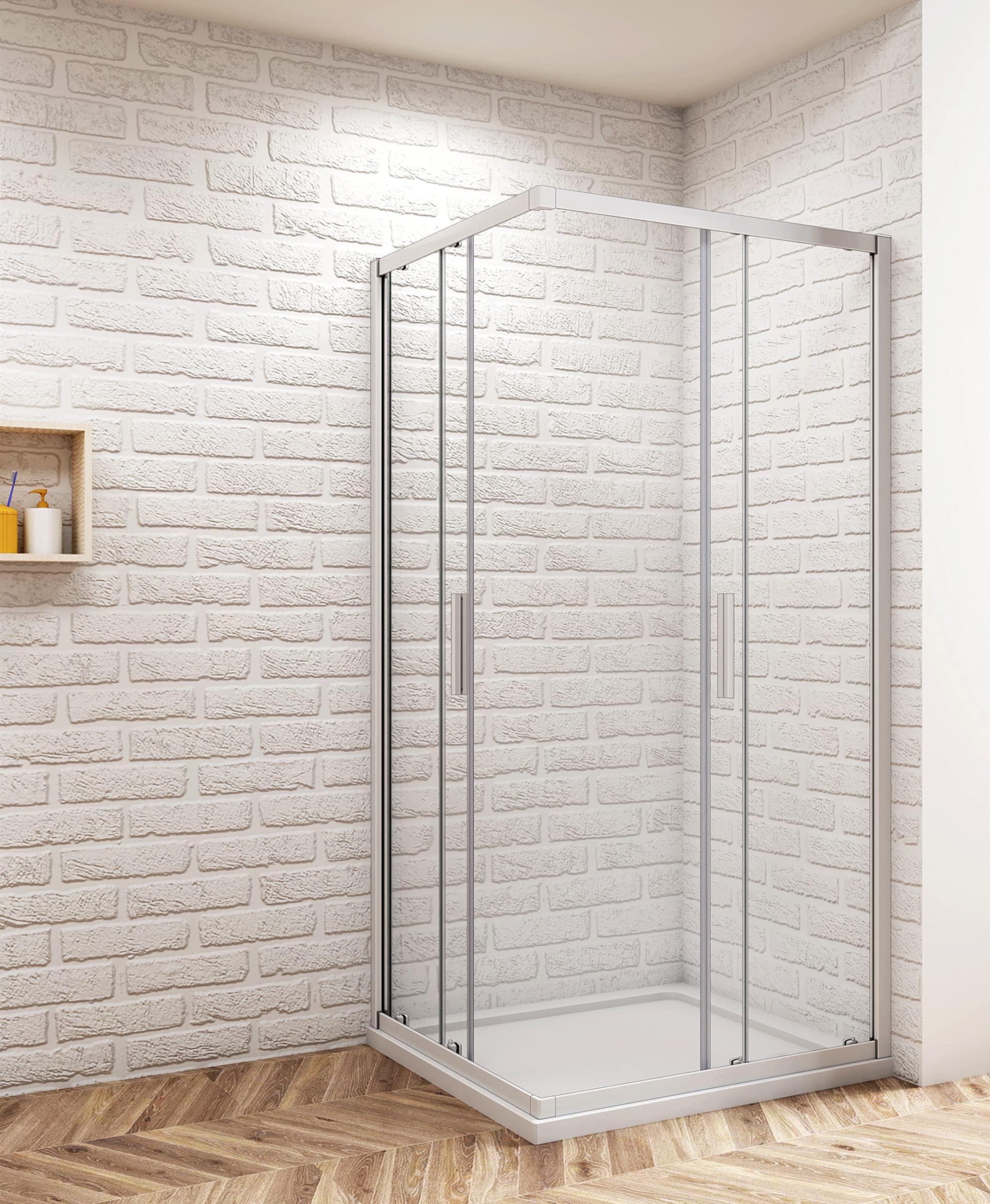 Aica 80x80cm Corner Shower Cubicle Enclosure with Safety Clear Glass (185cm Height) - Perfect for Modern Bathrooms & Space-Saving Solutions