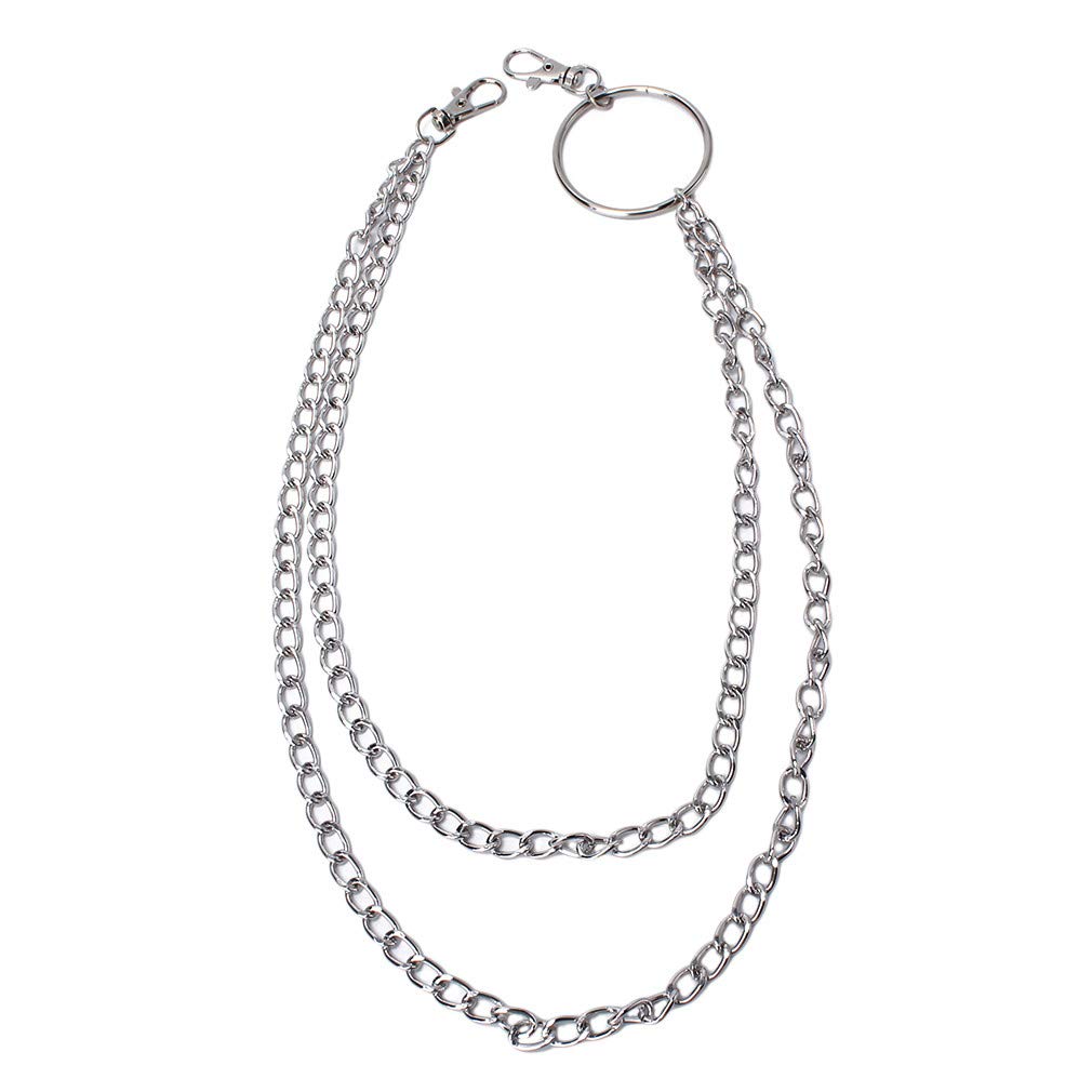 Trendy Hip Hop Punk Pants Key Chain - Gothic Rock Wallet Chain with Long Keyfob & Double Waist Chain - Perfect for Streetwear, Concerts, and Alternative Fashion
