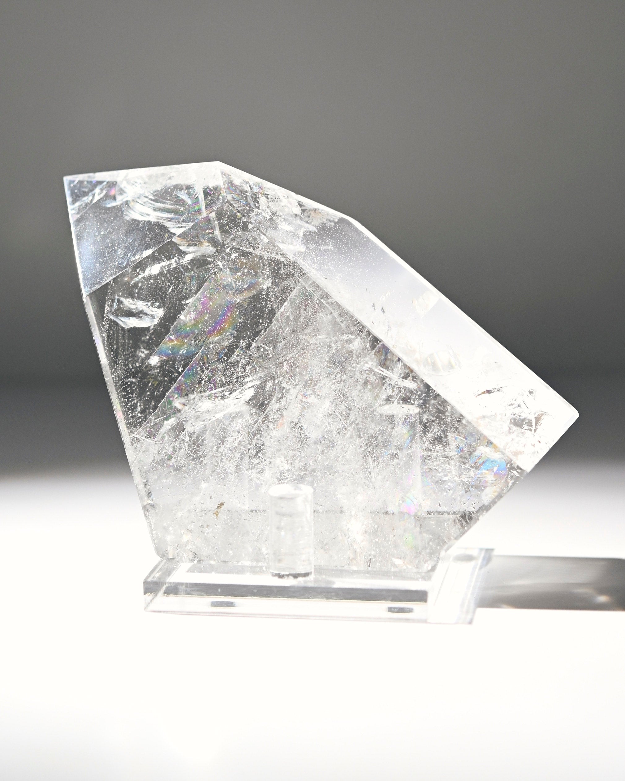 5 Inch Clear Quartz Geometric Crystal with Stand - Perfect for Home Decor, Meditation & Healing | Feng Shui, Office Desk & Gift Idea