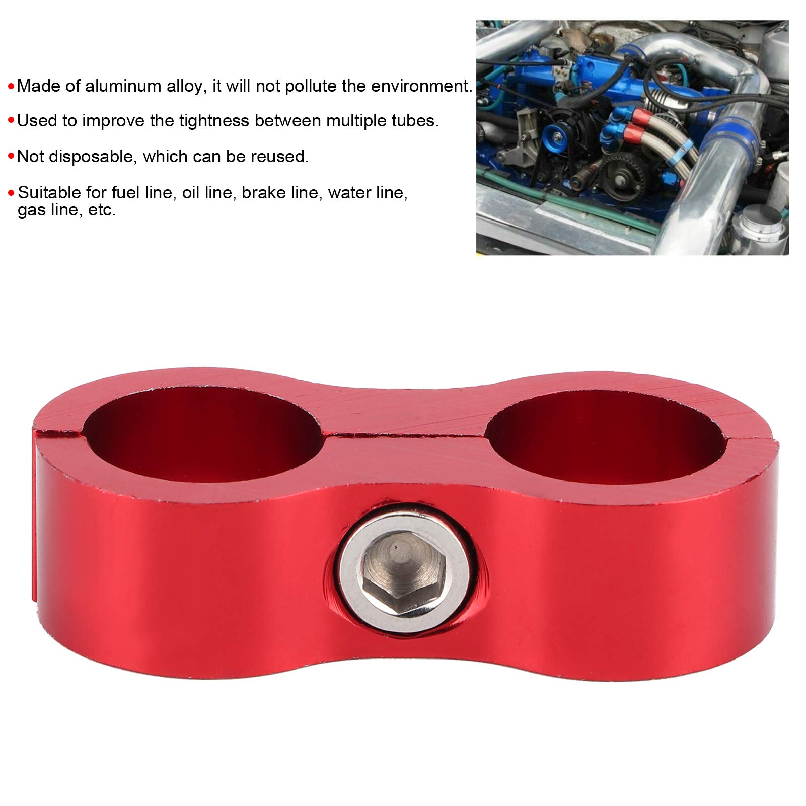 8An Hose Separator - Eco-Friendly Aluminum Alloy Hose Clamp Divider for Water Pipe, Oil Line, Brake Line & Fuel Hose (Red) | Perfect for Automotive, Plumbing & Industrial Applications