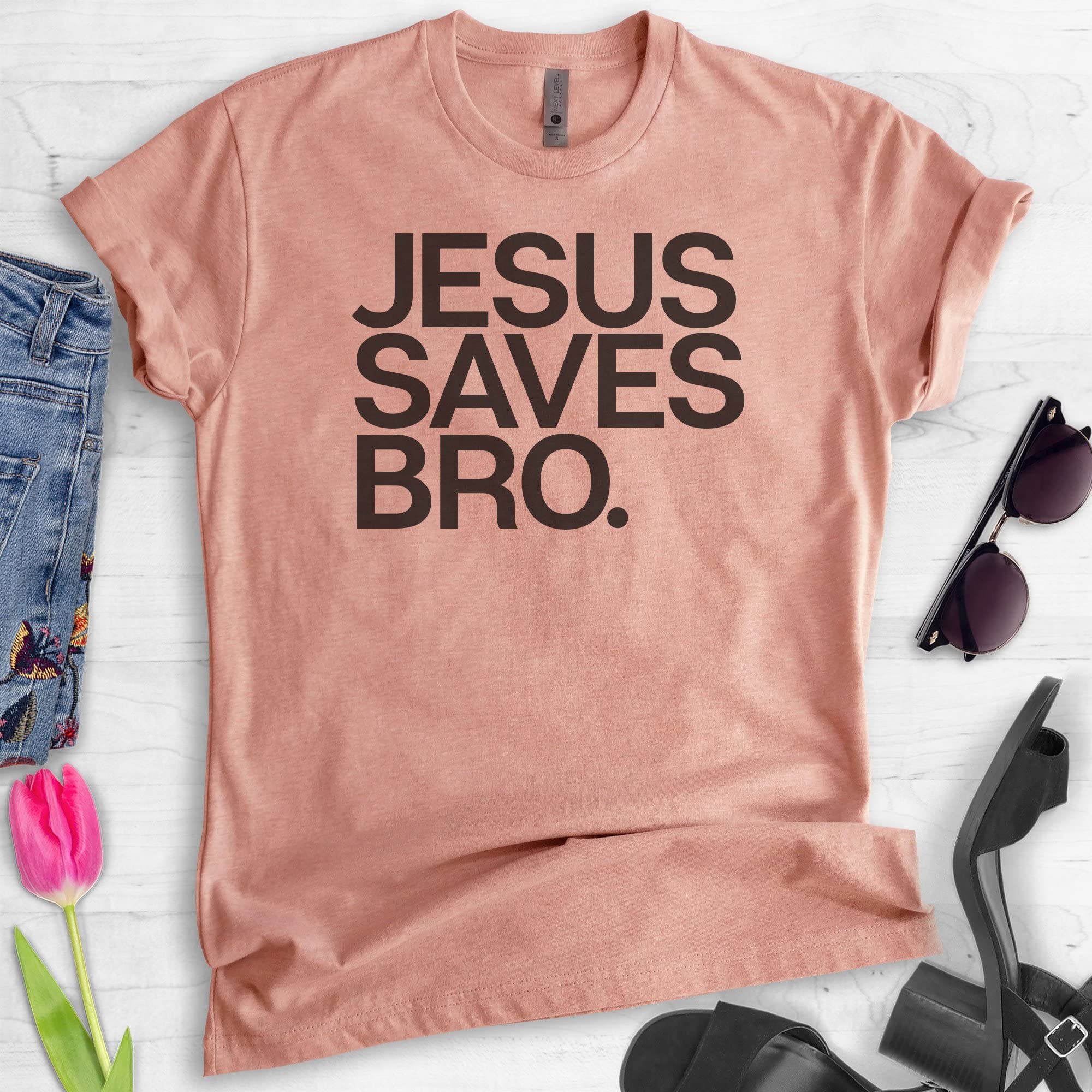 Jesus Saves Bro T-Shirt - Unisex Christian Religious Faith Tee for Men & Women - Perfect for Church, Bible Study & Christian Events