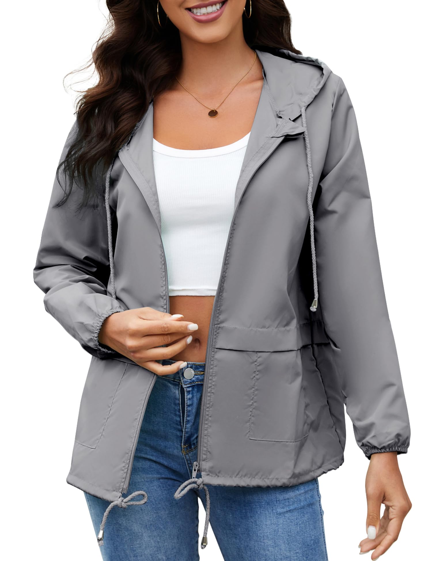 Waterproof Lightweight Women's Raincoat with Hood - Windbreaker Trench Coat for Outdoor Activities (Sizes S-XXL) | Perfect for Hiking, Travel & Rainy Day Commutes