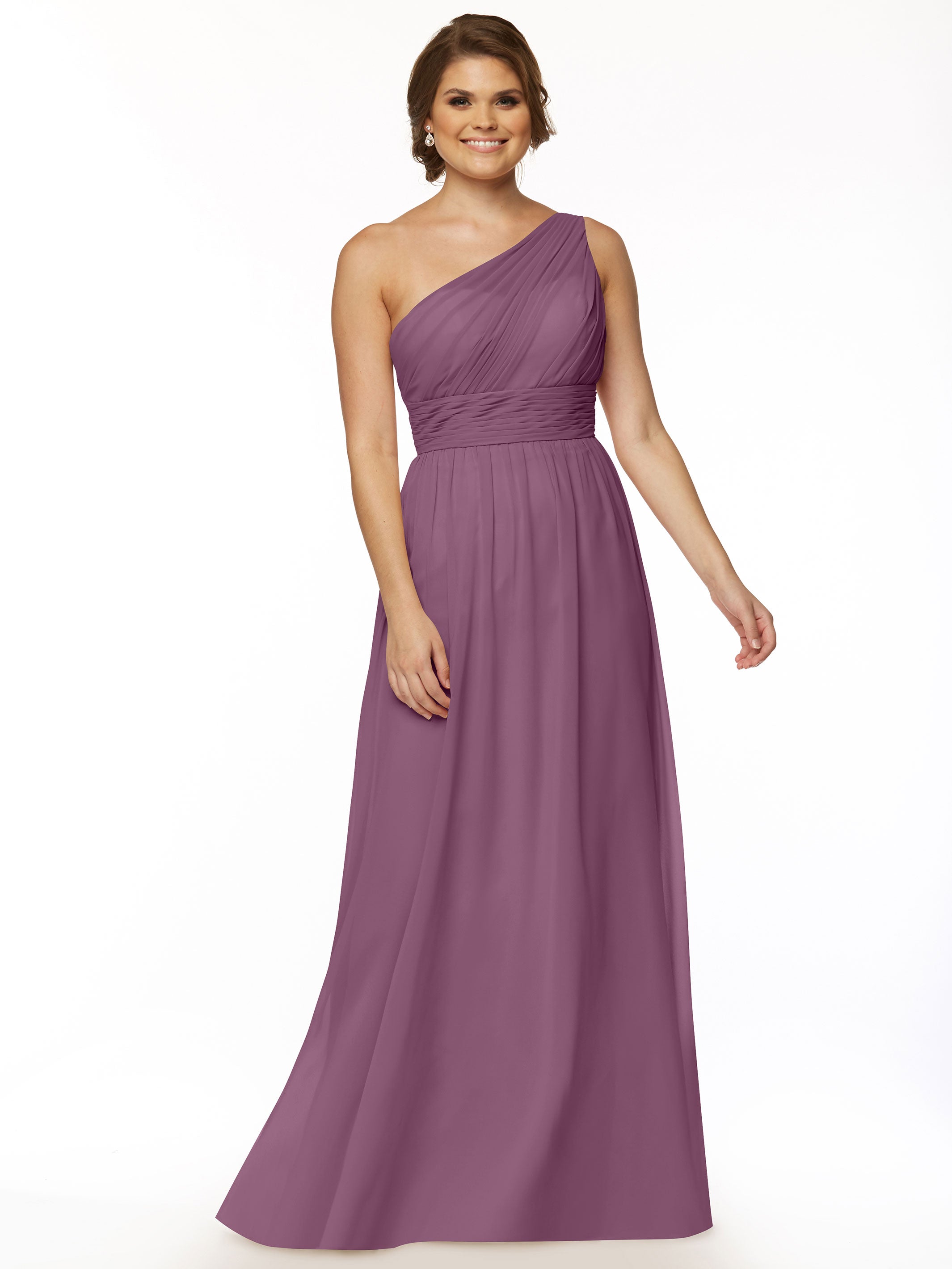 Elegant One Shoulder A-Line Chiffon Bridesmaid Dress with Ruching - Perfect for Weddings, Formal Events & Special Occasions (Style #80047)