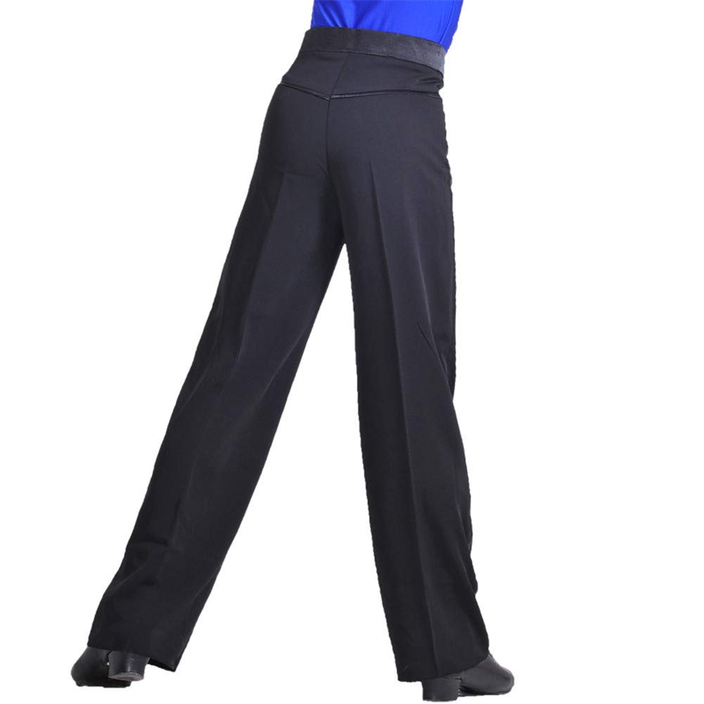 WENDYWU Men's Latin Dance Pants - Black Ballroom Competition & Practice Trousers for Rumba, Tango, Salsa | Professional Modern Dancewear for Performances & Training