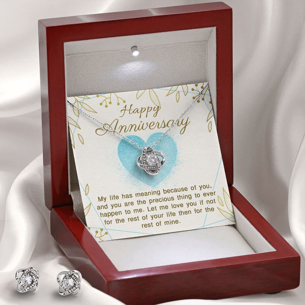 Elegant Love Knot Jewelry Set for Women - Sterling Silver Necklace & Earrings Anniversary Gift for Her | Perfect for Valentine's Day, Birthday & Romantic Occasions