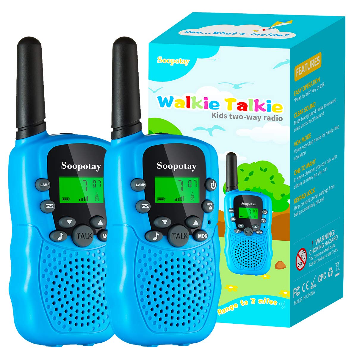 Soopotay Kids Walkie Talkies 2 Pack - Long Range Two-Way Radios for Boys & Girls Ages 3-12 | Outdoor Adventure Toys, Birthday Gifts & Easter Basket Stuffers for Kids | Perfect for Camping, Hiking and Backyard Play