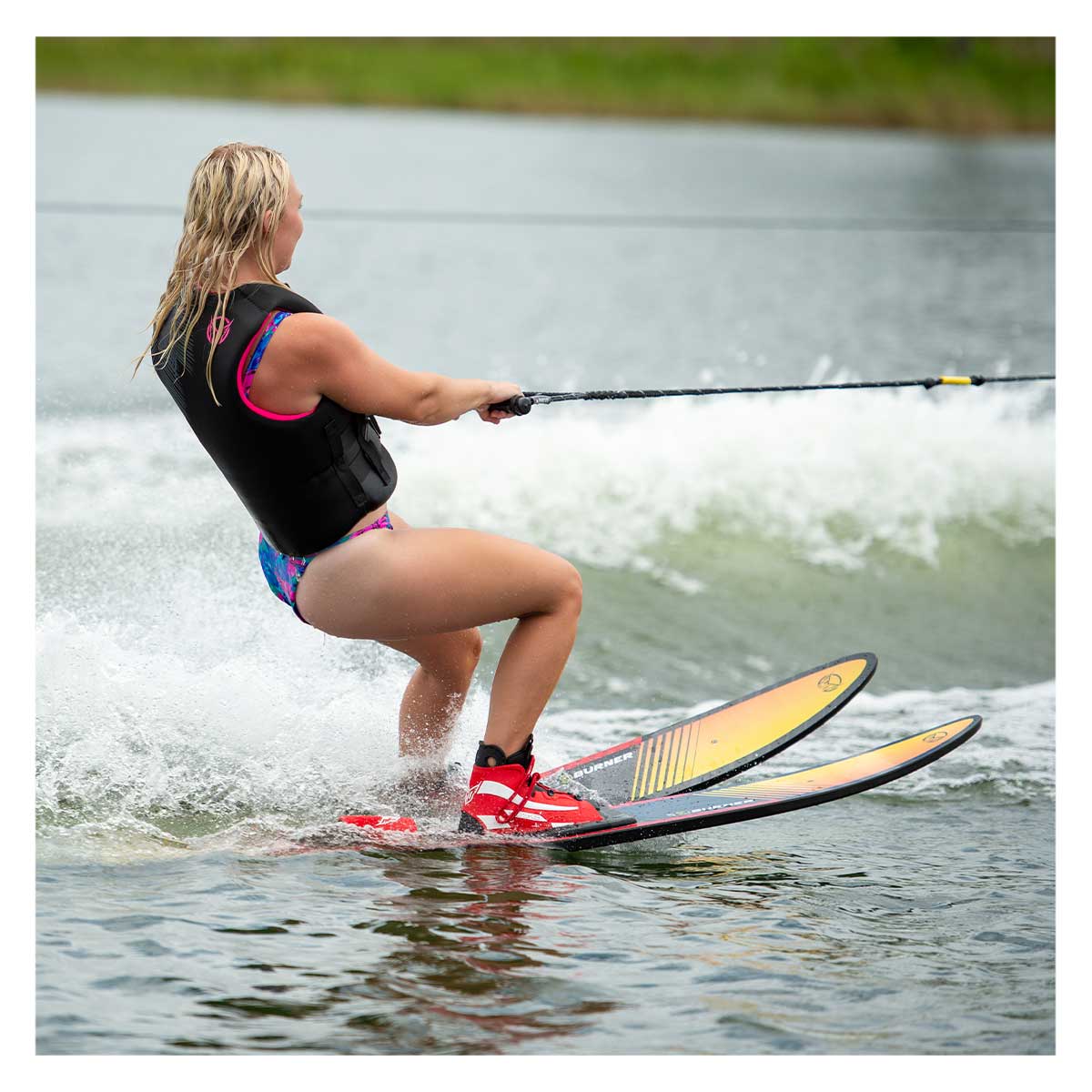 HO Burner 61 Combo Water Skis for Adults & Kids - Premium Performance Water Skis Set for Beginners & Professionals - Perfect for Lake, Ocean & Wakeboarding Fun