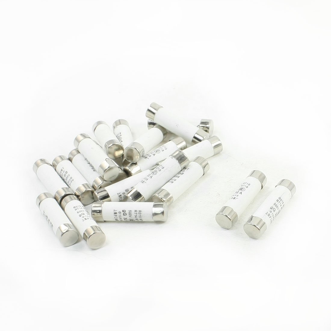 20 Pcs RO15 RT19 RT18 RT14 Ceramic Cylinder Fuses 10x38mm 500V 32A - High Voltage Fuse for Electronics, Appliances, and Industrial Equipment Replacement