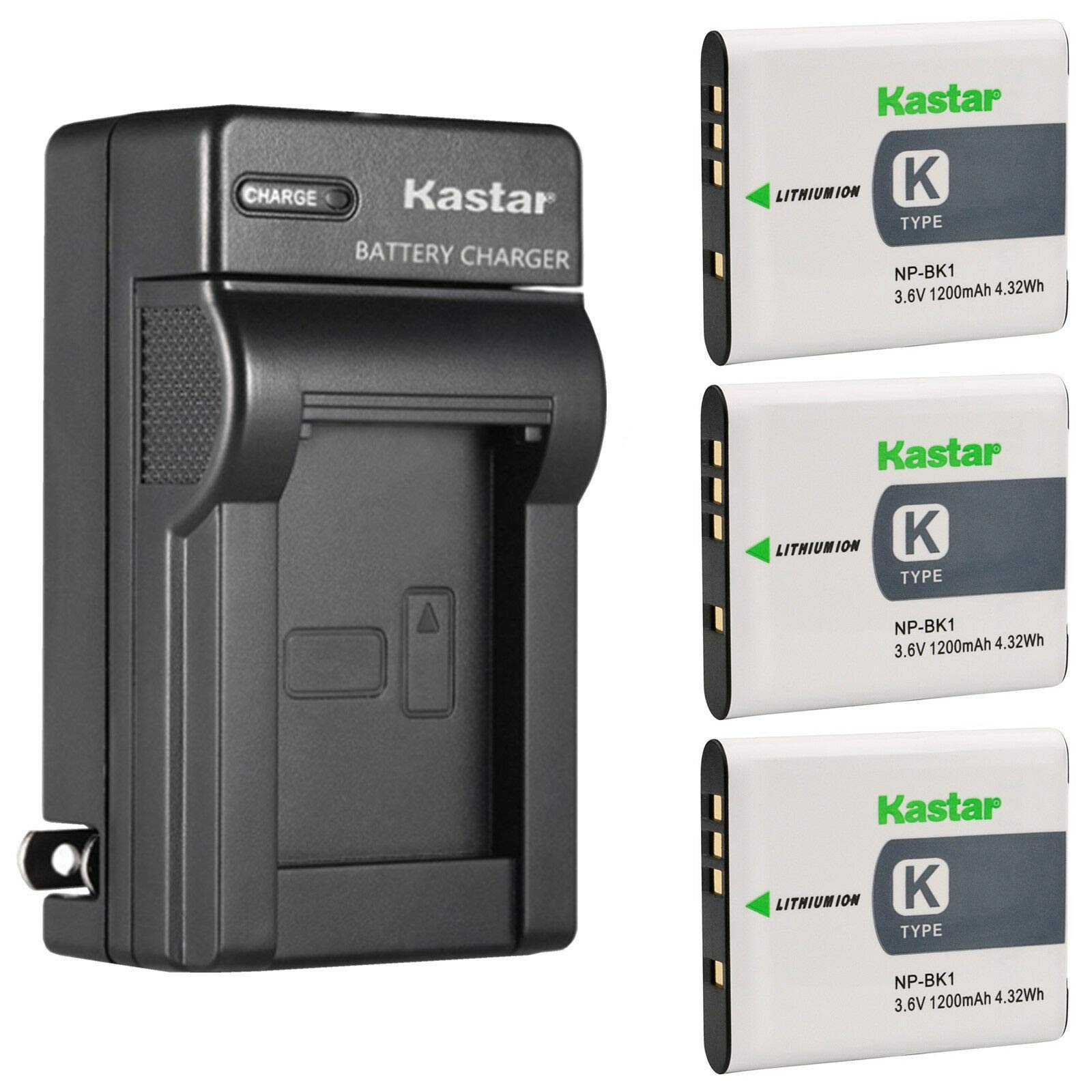 Kastar 3-Pack Replacement Battery & AC Wall Charger Kit for Sony NP-BK1/NP-FK1 Batteries & BC-CSK Charger - Compatible with Cyber-Shot DSC-W180/W190/W370 Digital Cameras - Perfect for Travel, Photography & Backup Power