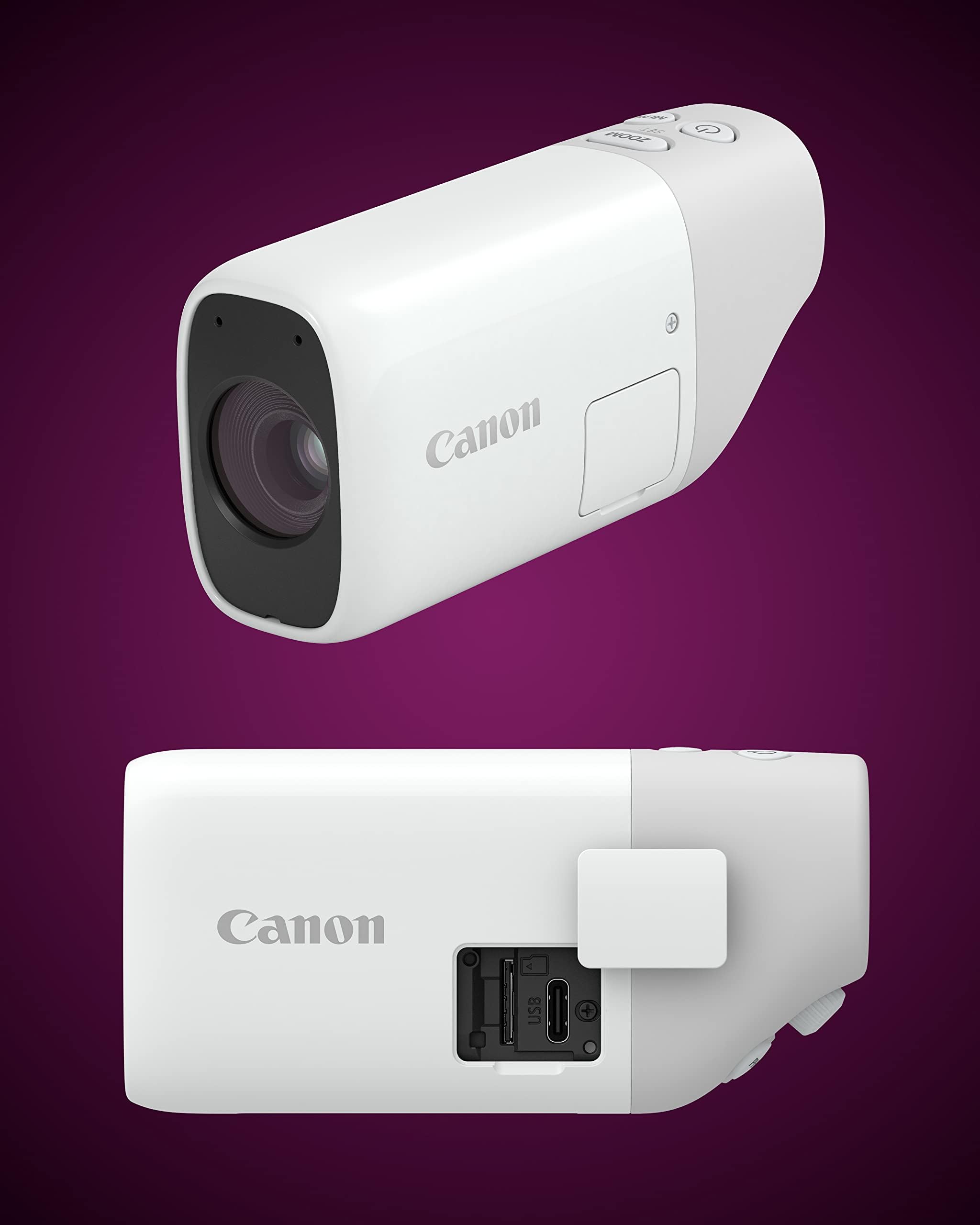 Canon PowerShot Zoom Digital Monocular with 400mm Optical Zoom & 800mm Digital Zoom - USB-C Charger & microSD Card Included - Perfect for Bird Watching, Wildlife Observation, Sports Events, Travel Photography, and Outdoor Adventures (White)