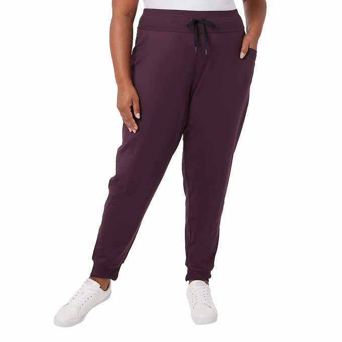 32 Degrees Women's Side Pocket Jogger Pants - Heather Agate Purple, XL - Soft Stretchy Lounge Pants for Running, Yoga & Casual Wear