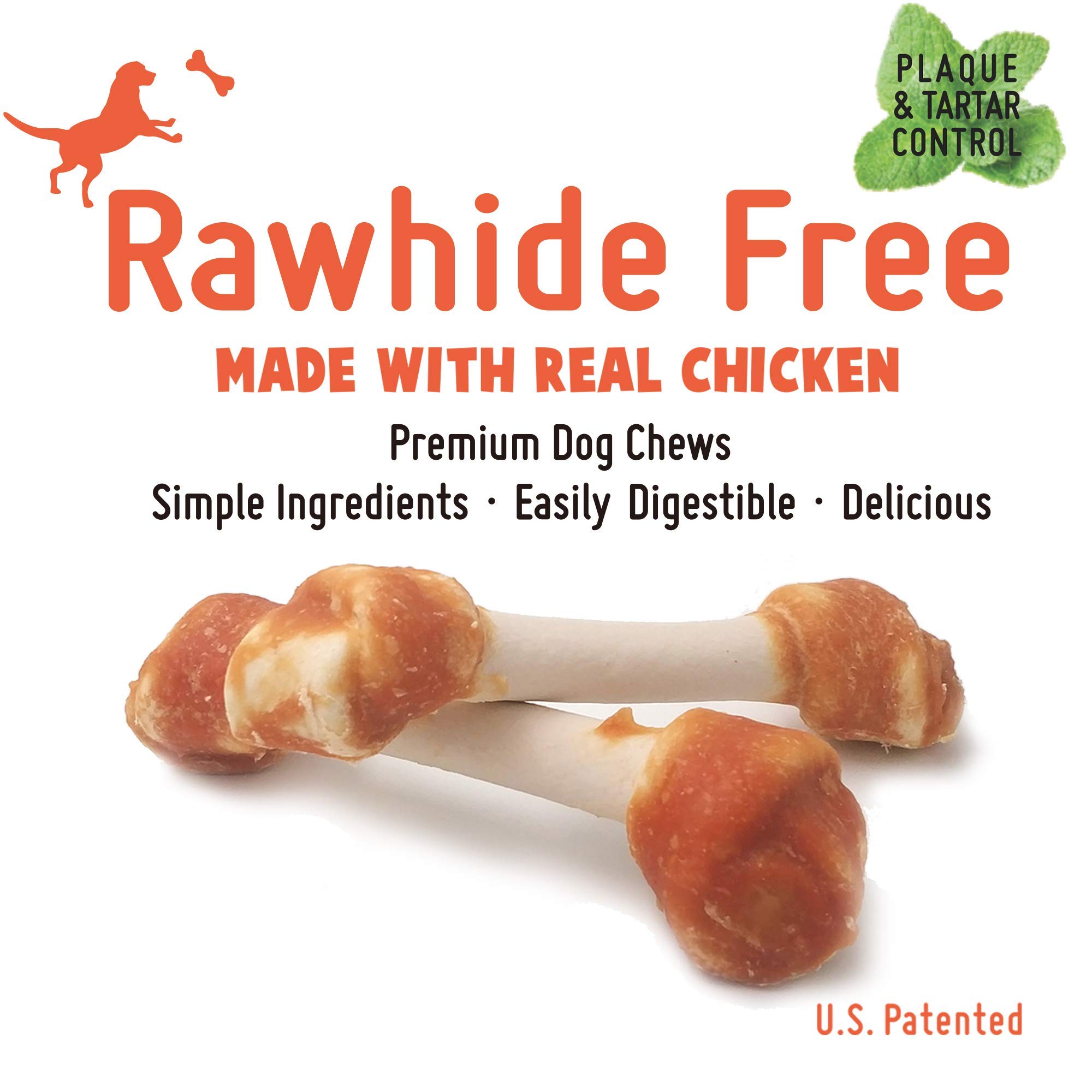 Premium Natural Dog Chew Bones for Small Dogs - Grain Free, Rawhide Free, Limited Ingredient, Healthy Dental Treats (18pcs/Pack x 2) - Perfect for Teething Puppies & Training Rewards