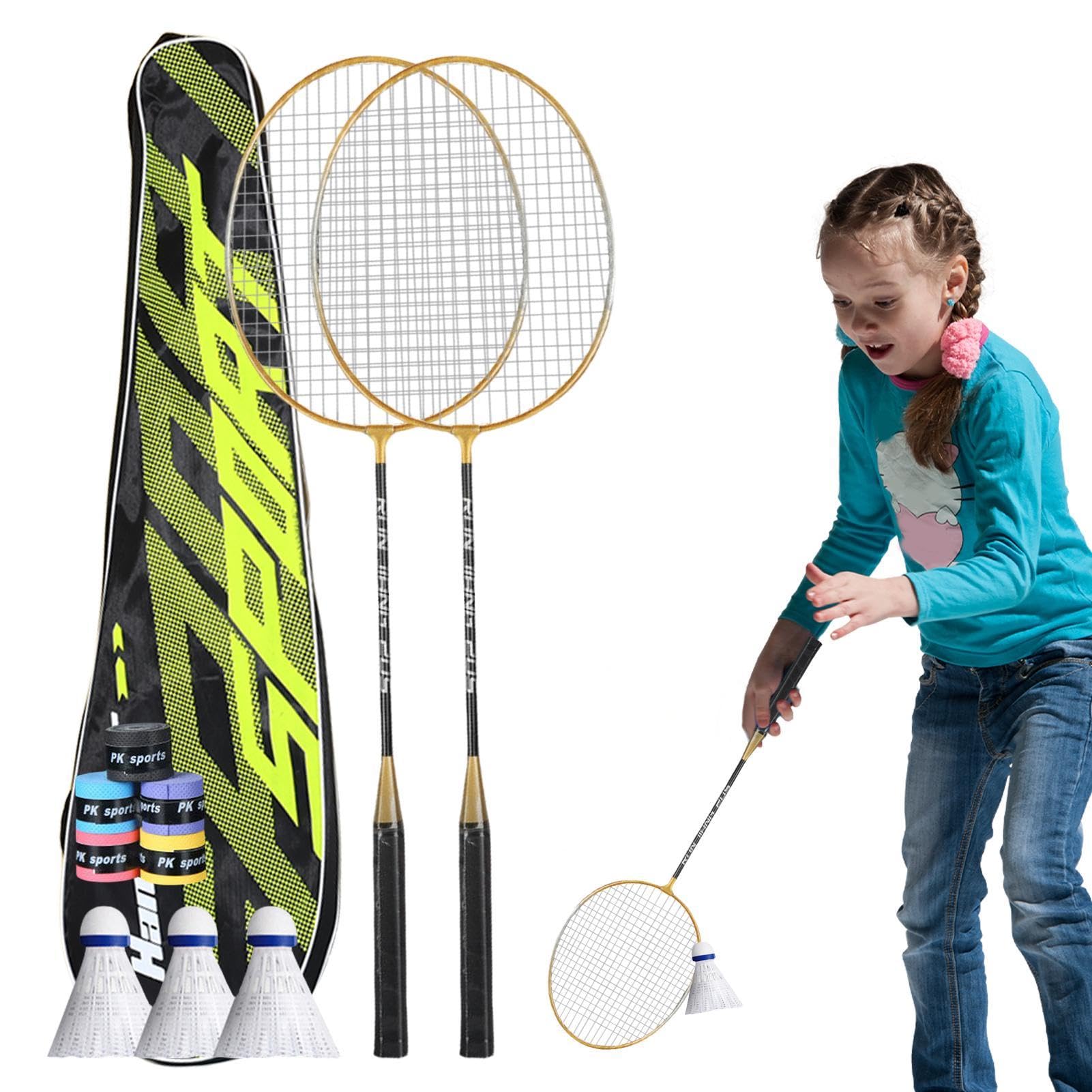 Lightweight Badminton Rackets Set with Sweat-Absorbent Grip for Outdoor Games