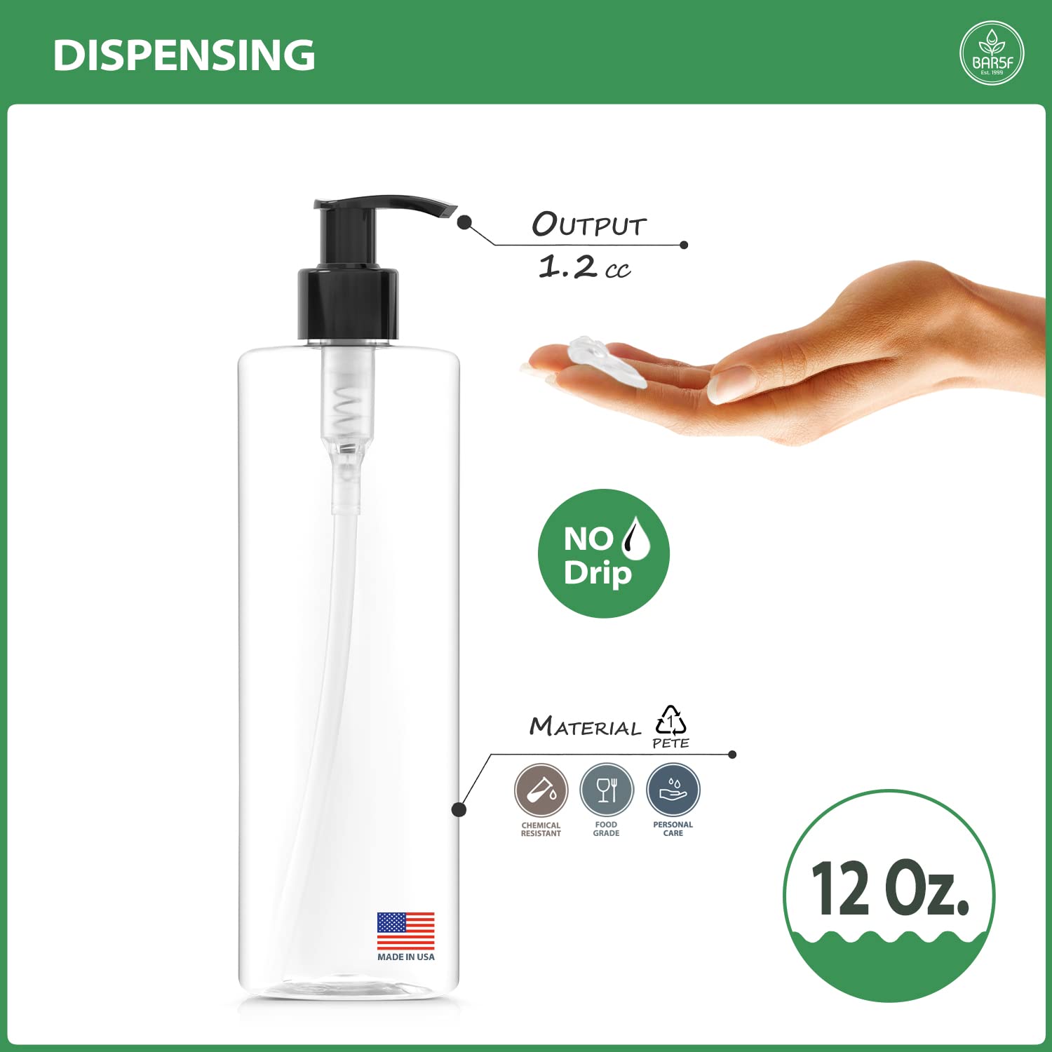 Bar5F 12-Ounce Clear Empty Shampoo, Conditioner & Lotion Pump Bottles (3-Pack) - Refillable Travel Containers for Toiletries, Salons & DIY Beauty Products