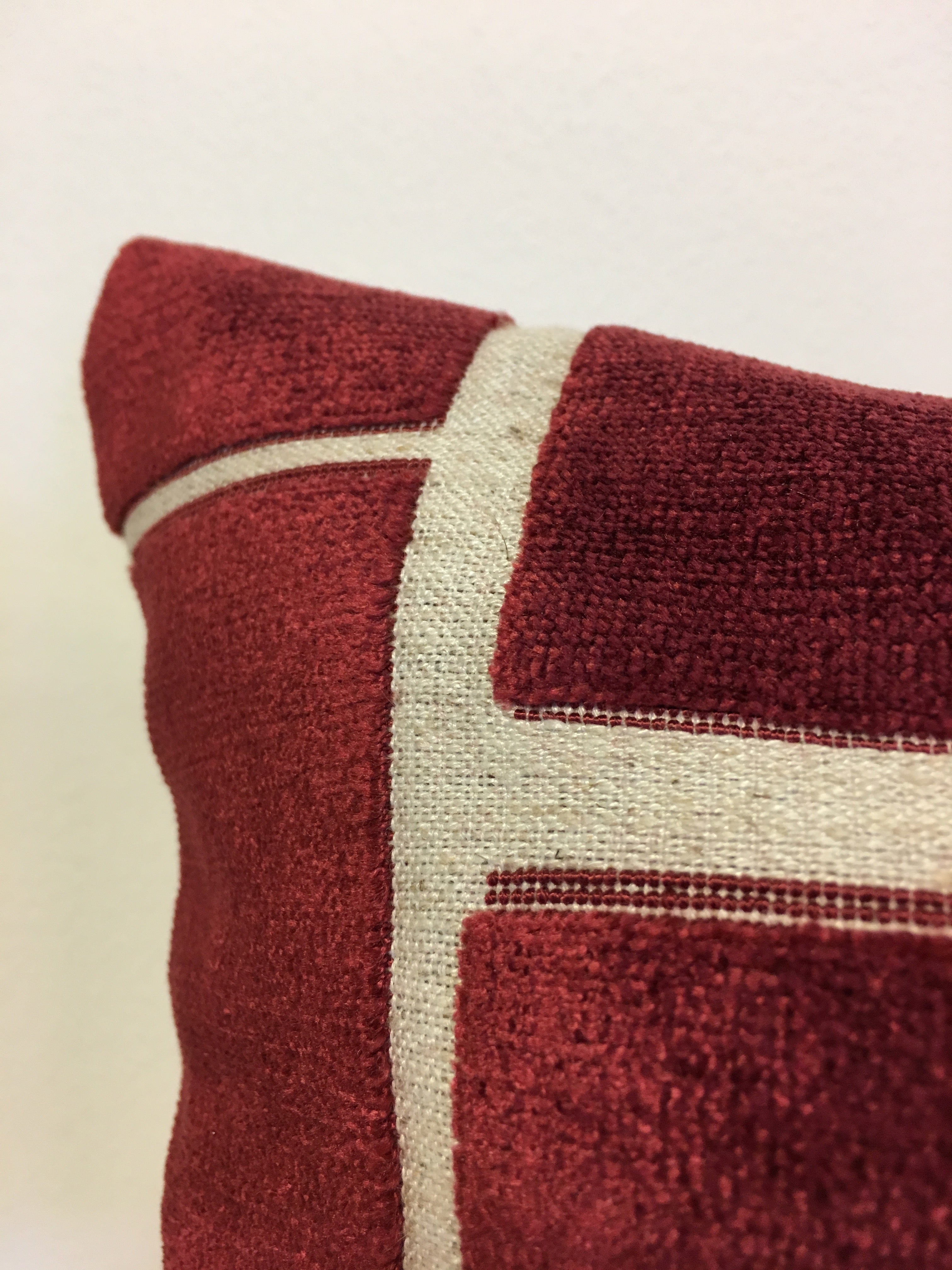 Aura Wine Red Geometric Decorative Throw Pillow 20x20 Inches - Perfect for Sofa, Bed & Home Decor Accent