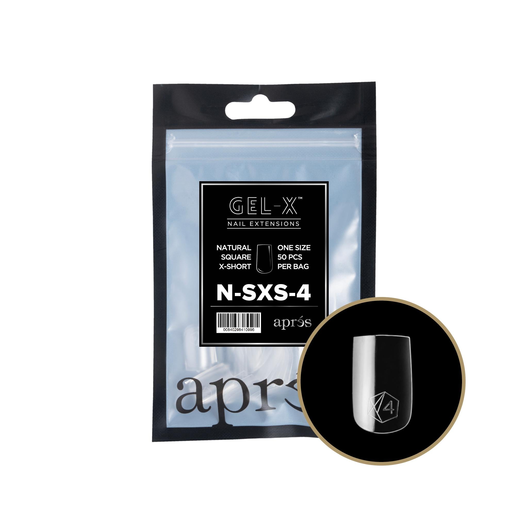 Apres Gel X 2.0 Refill Bags - Natural Square Extra Short Nail Tips (50 Pcs) | DIY Manicure & Professional Salon Use | Perfect for Home Nail Art & Gel Extensions