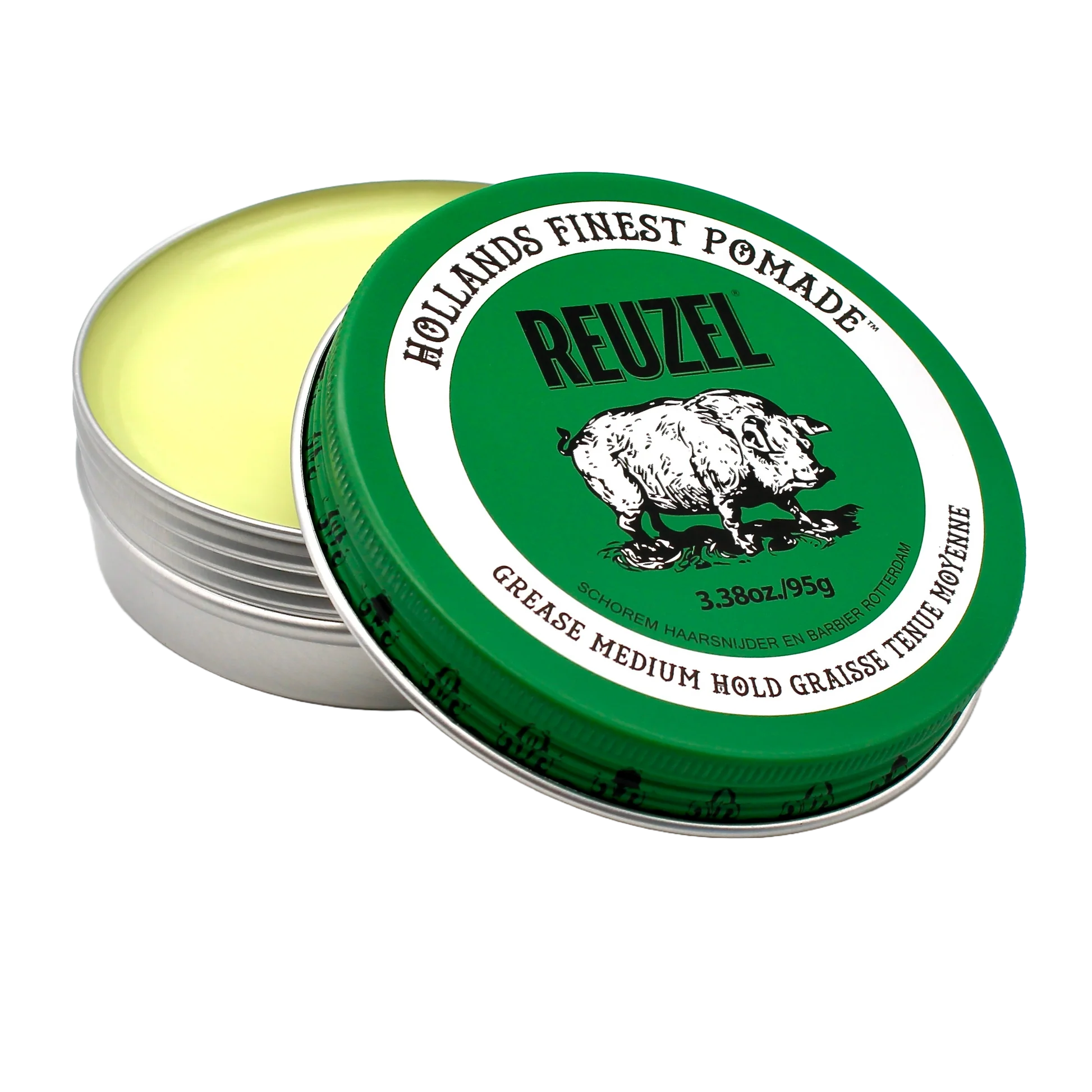 Reuzel Green Pomade - Strong Hold Hair Styling Wax for Men - Classic Slick Back, Pompadour & Undercut Hairstyles - Perfect for Barbershops, Weddings & Everyday Grooming