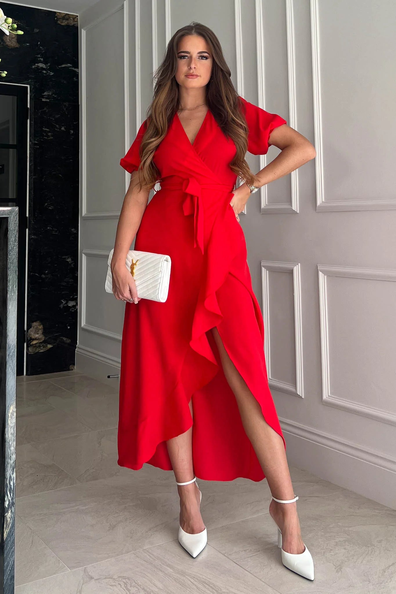 LEONA Women's Red Dress - Elegant & Comfortable Casual Wear for Parties, Dates & Everyday Outfits
