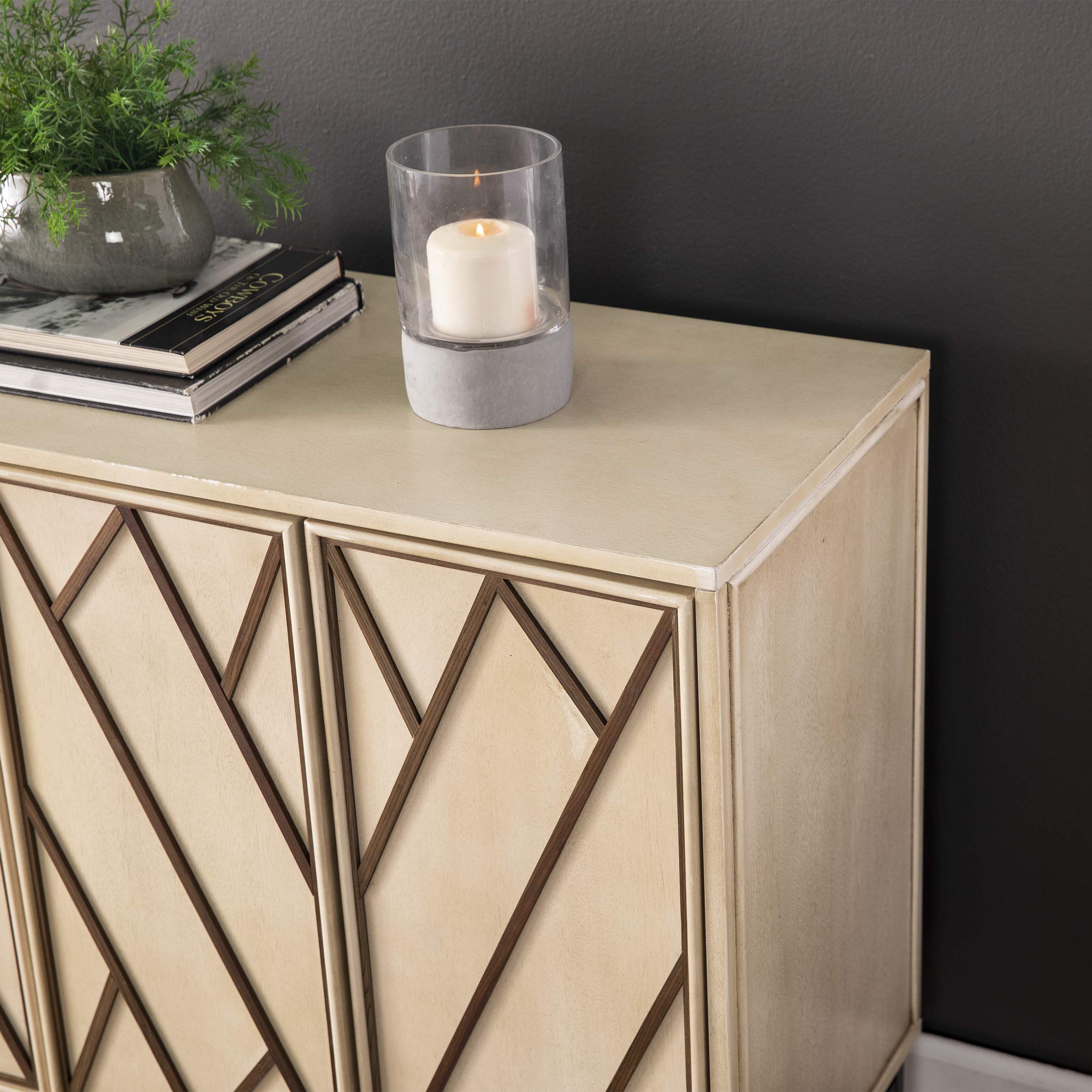 SEI Furniture Bremling Buffet Sideboard - Antique Cream & Black Finish - Elegant Dining Room Storage Cabinet for China, Linens & Entertaining Essentials
