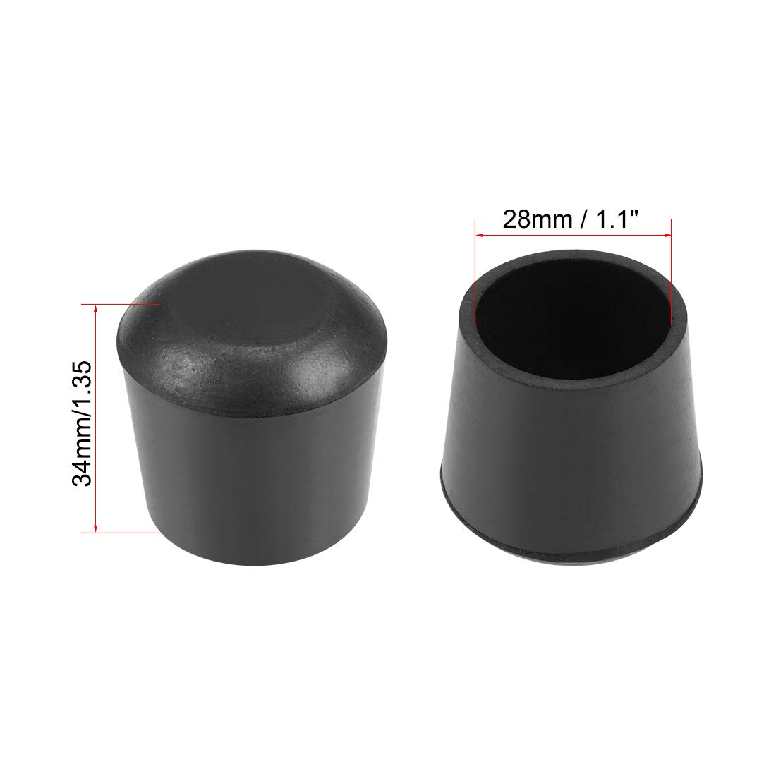 uxcell 28mm Rubber Furniture Leg Caps - Round Chair & Table Leg Covers (20Pcs) - Non-Slip Floor Protectors for Hardwood & Tile Floors