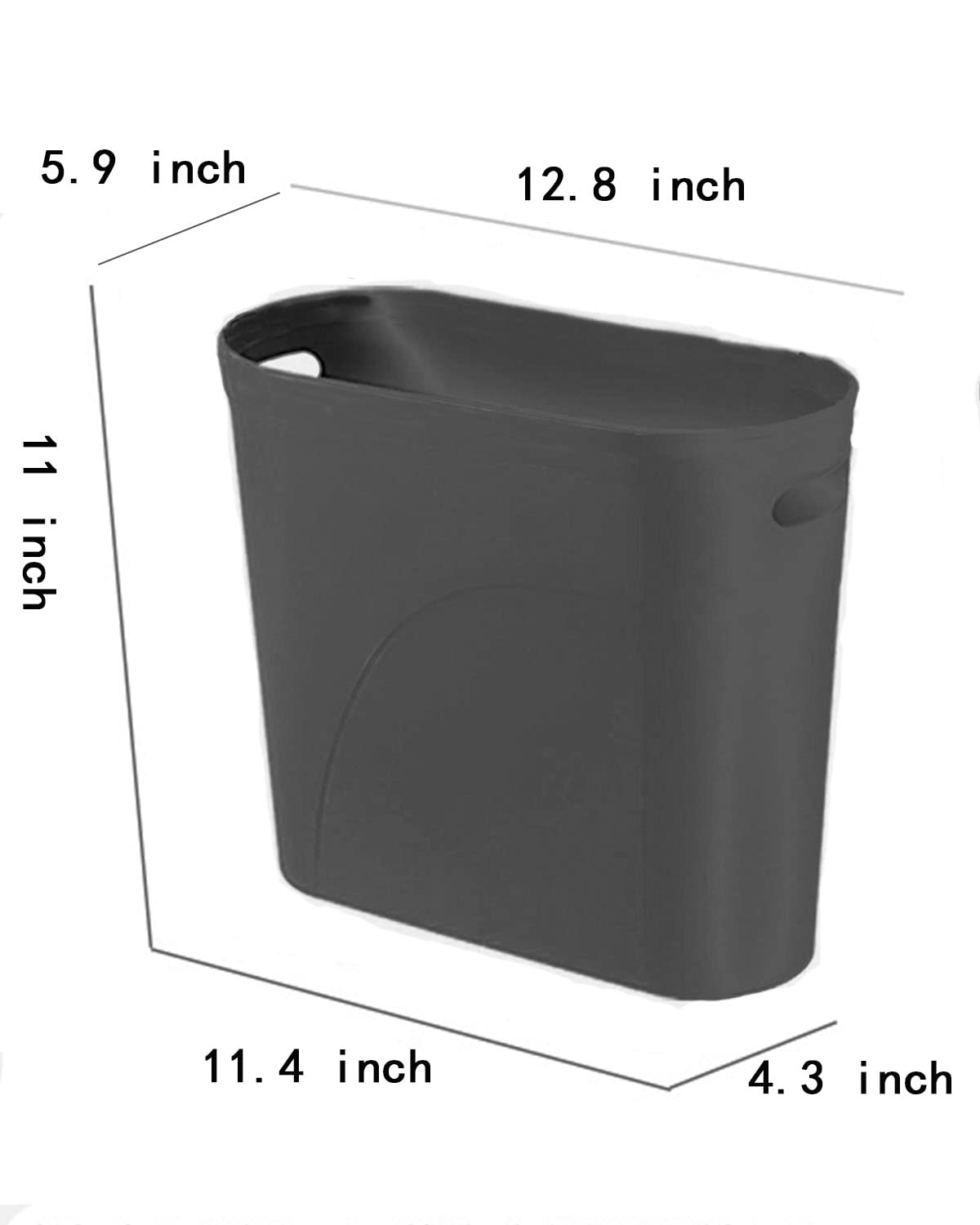 3 Gallon Slim Plastic Bathroom Trash Can - Set of 2 White Waste Baskets for Bathroom, Bedroom, Office & Kitchen | Space-Saving Small Garbage Bin