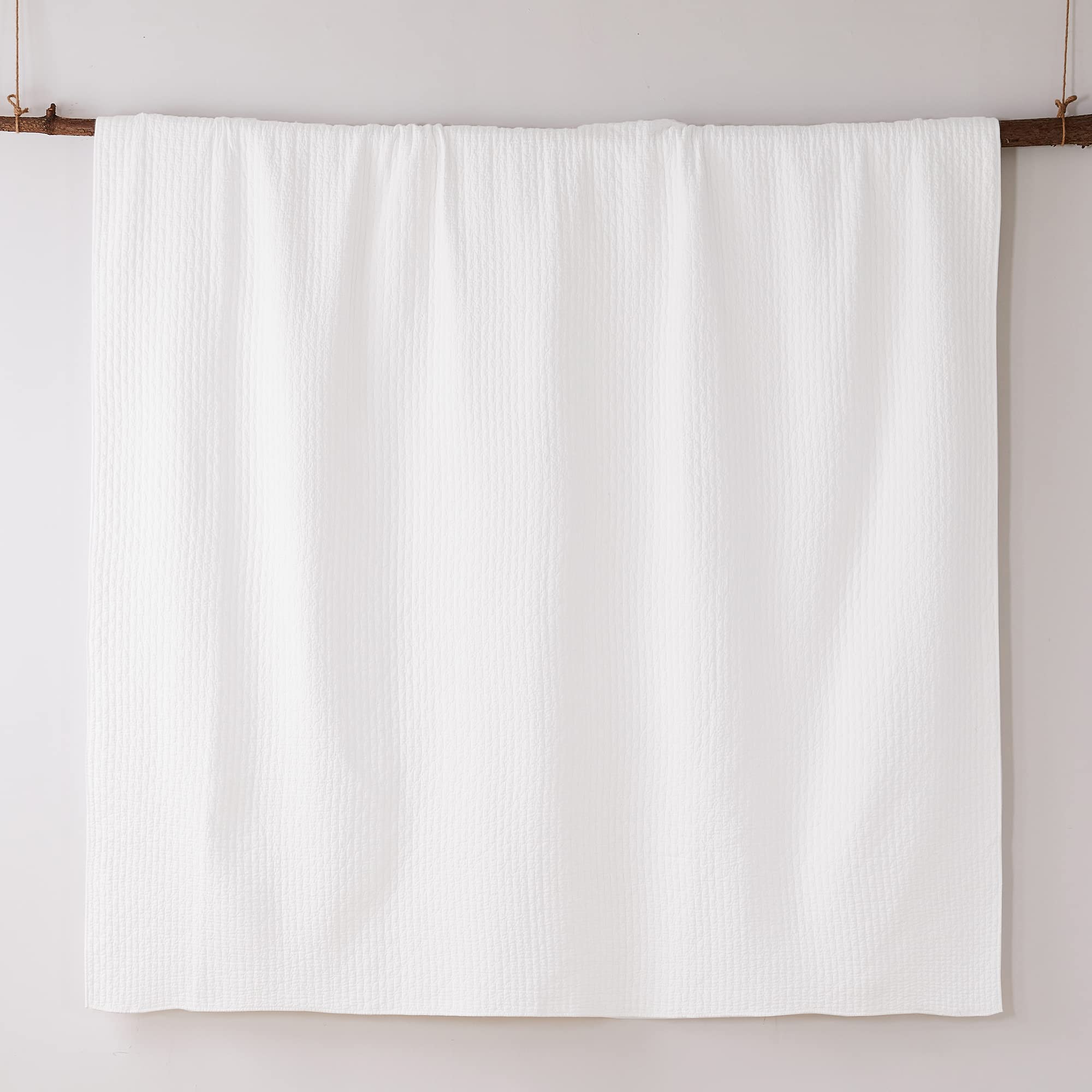 Levtex Home 100% Cotton Reversible Cross Stitch Bright White Quilt Set - Full/Queen Size (88x92in) with 2 Standard Shams (26x20in) - Soft Bedding for Cozy Bedrooms & Guest Rooms