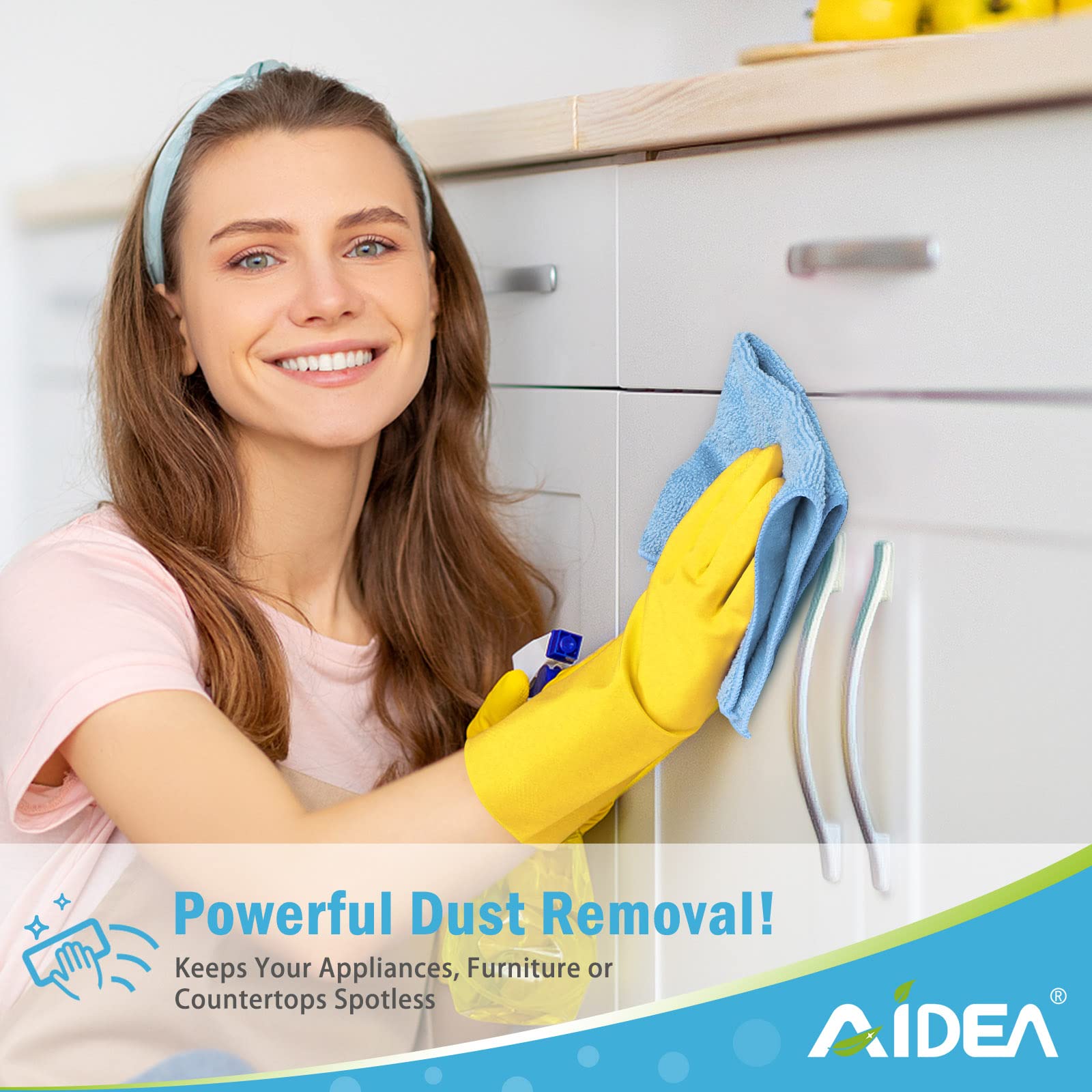 AIDEA 24-Pack Blue Microfiber Cleaning Cloths - Super Soft, Highly Absorbent, Lint-Free Reusable Cleaning Rags for Kitchen, Car, Windows, Dishes (11.5